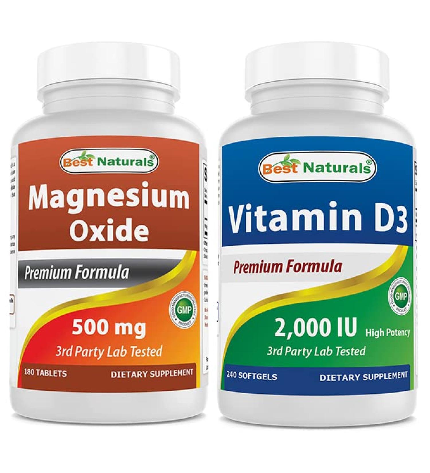 Magnesium Oxide 500 mg & Vitamin D3 2000 IU - Buy Online on GoSupps.com