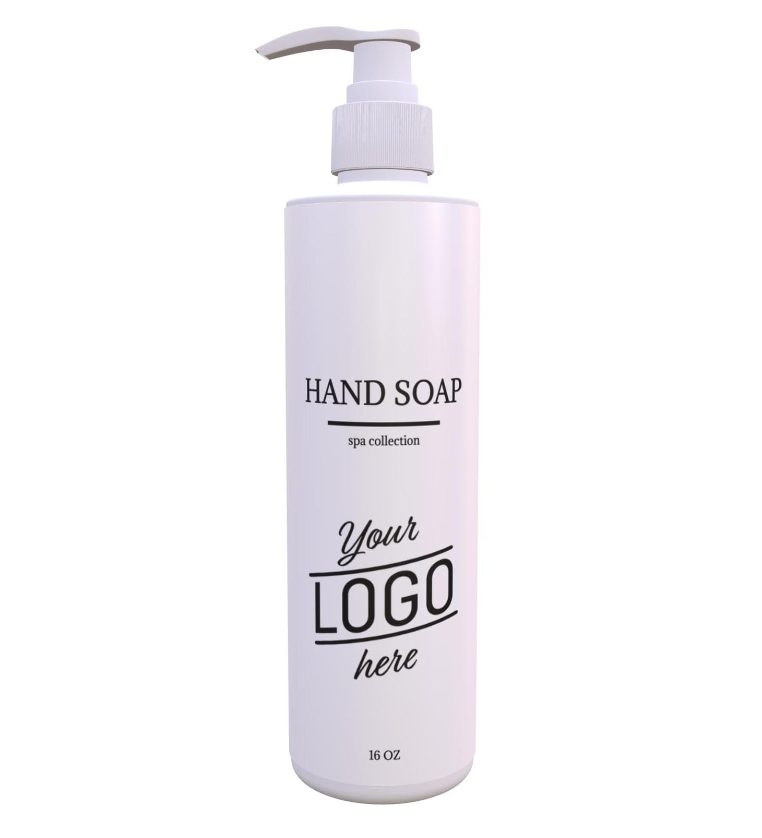 Personalized Classic White Hand Soap Bottle | Paraben & Sulfate Free | Green Tea & Lemon | 16oz Pack of 12| Vacation Rental & STR Amenities | Custom Logo | Made in USA 12 Classic White
