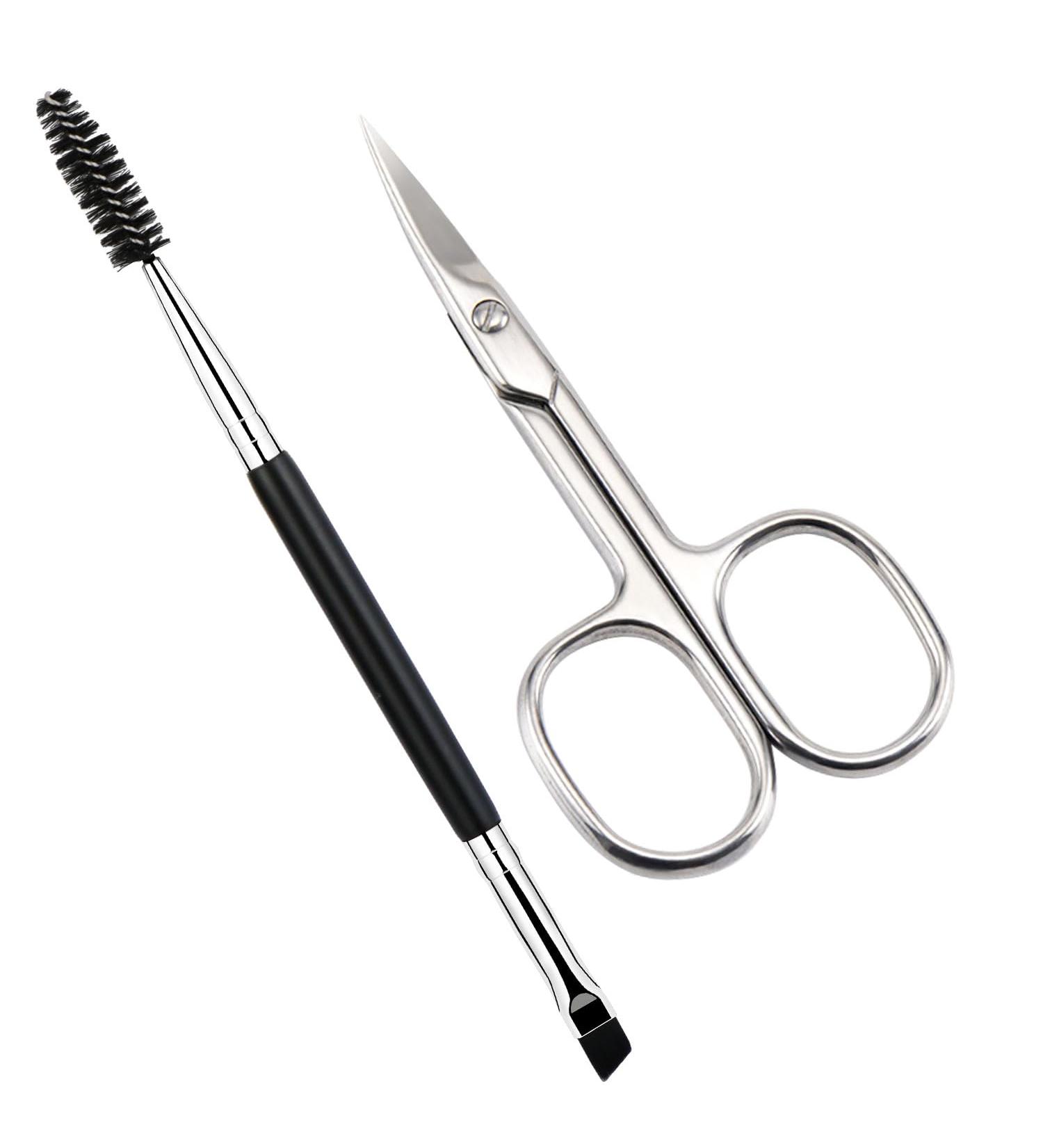 Premium Eyebrow Scissors & Brush Set - Stainless Steel Curved Scissors for Perfect Eyebrow and Eyelash Shaping - International Shipping Available - Buy Online on GoSupps.com