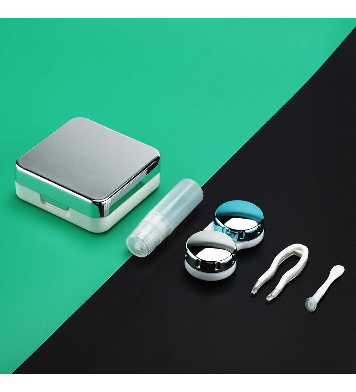 Buy Linsenbox Reflective Contact Lens Container Set - Eco-Friendly & Stylish Silver Color - Buy Online on GoSupps.com