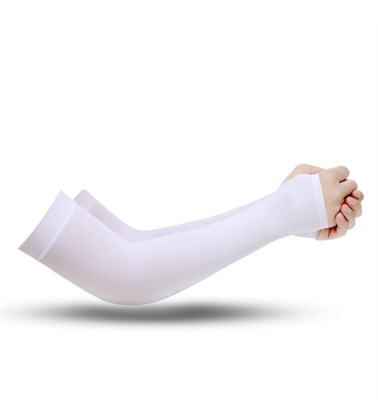 Outdoor Cycling Ice Silk Arm Guards Solid Sunscreen Ice Sleeves white FREE - Buy Online on GoSupps.com