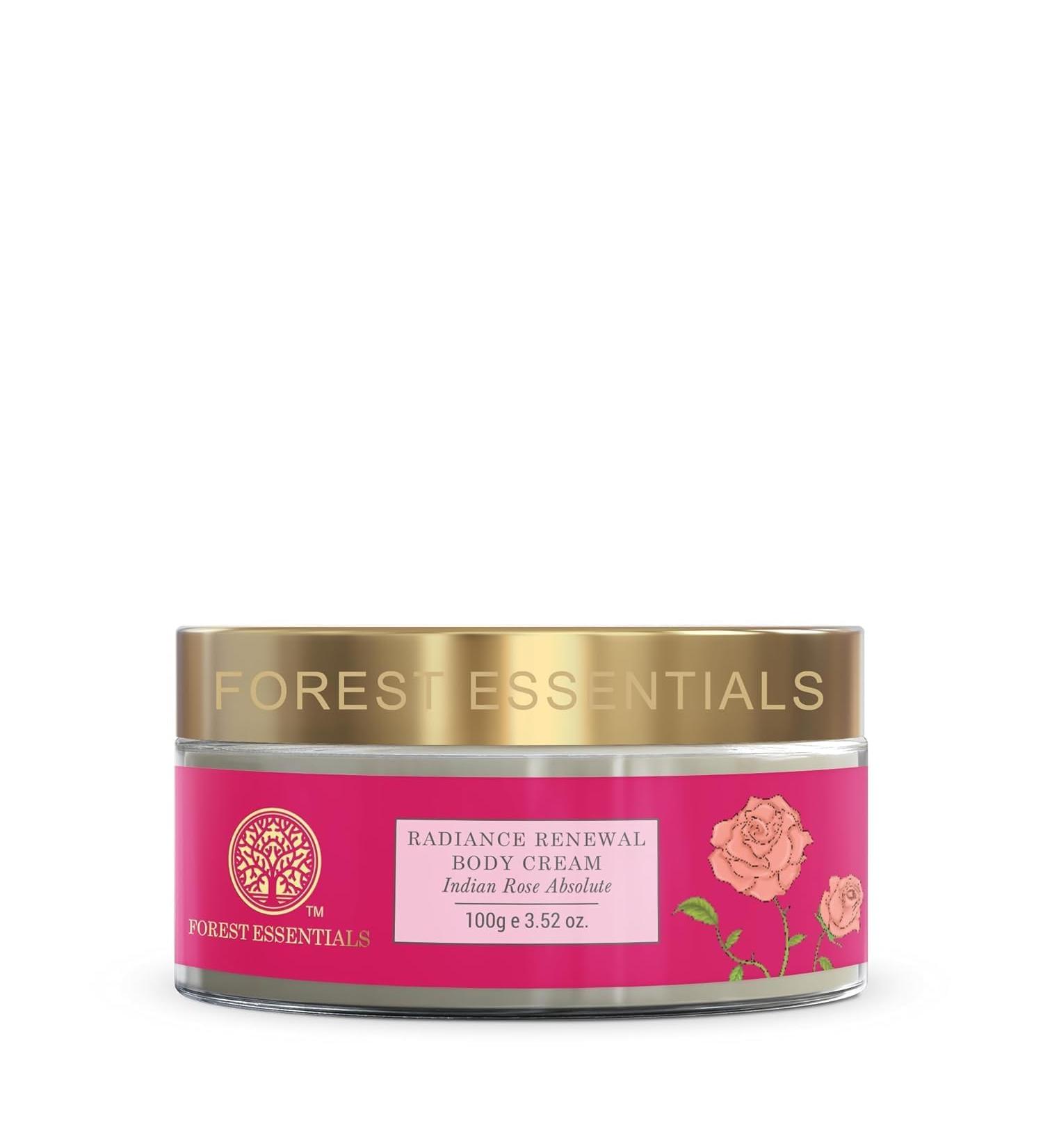 RUVYAA For.est Essentials Radiance Renewal Body Cream Indian Rose Absolute | Ayurvedic Moisturising Body Cream for Dry Skin | Shea Butter & Rose Essential Oil for Glowing Skin - Buy Online on GoSupps.com