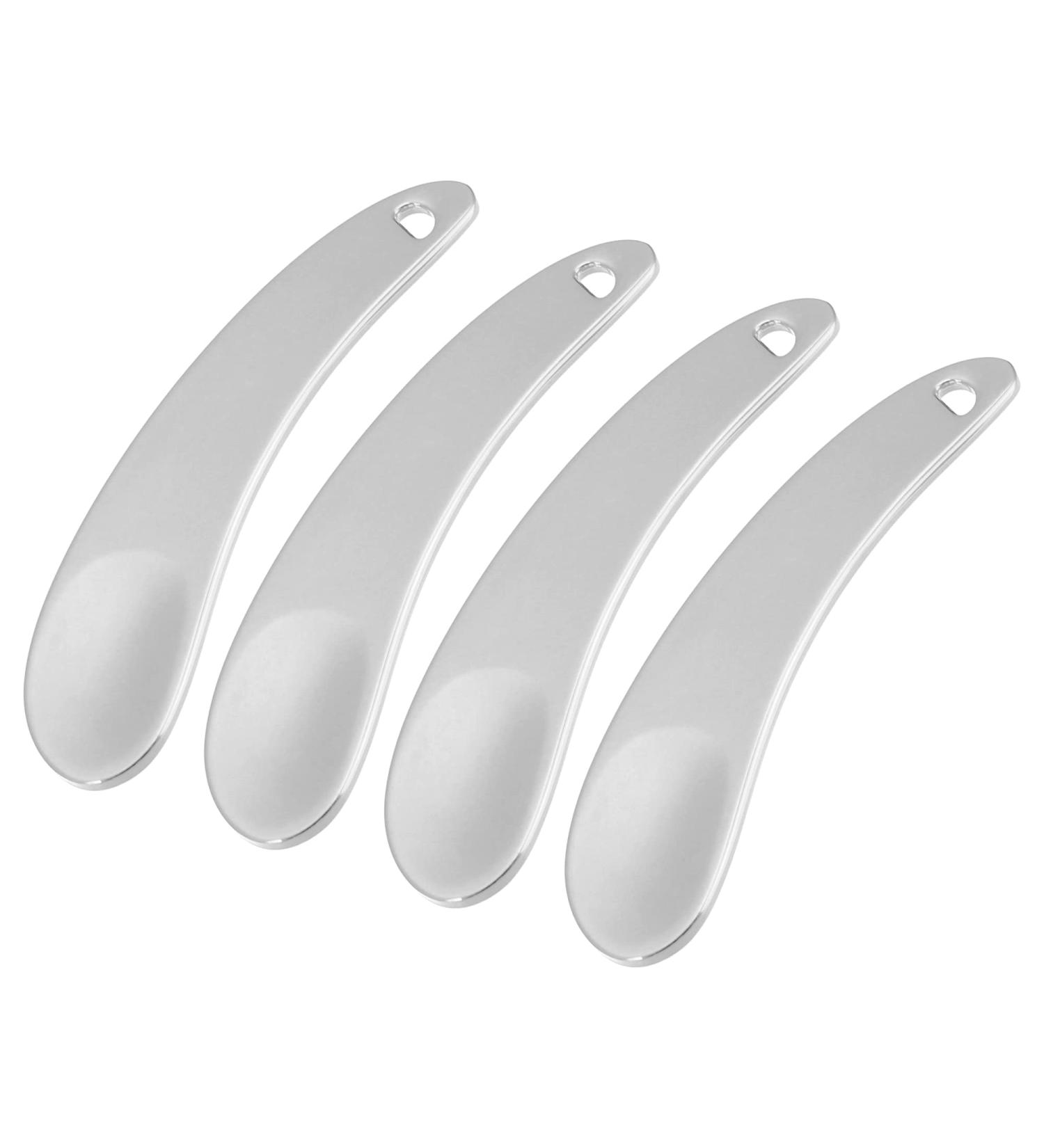 VOCOSTE Mini Makeup Spatula Set - 4 Pcs Eye Cream Massage Sticks & Beauty Scoops - Zinc Alloy Moon Shape for Facial Cream - Silver Tone - Buy Online on GoSupps.com