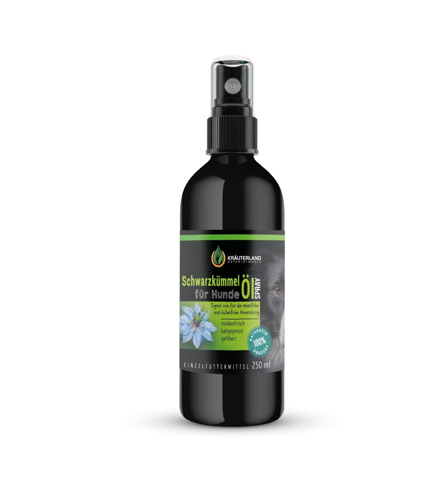 Herbal Land Black Cumin Oil Spray for Dogs 250ml - Cold-Pressed & Filtered - Premium Fur Care & Feeding Solution - Buy Online on GoSupps.com