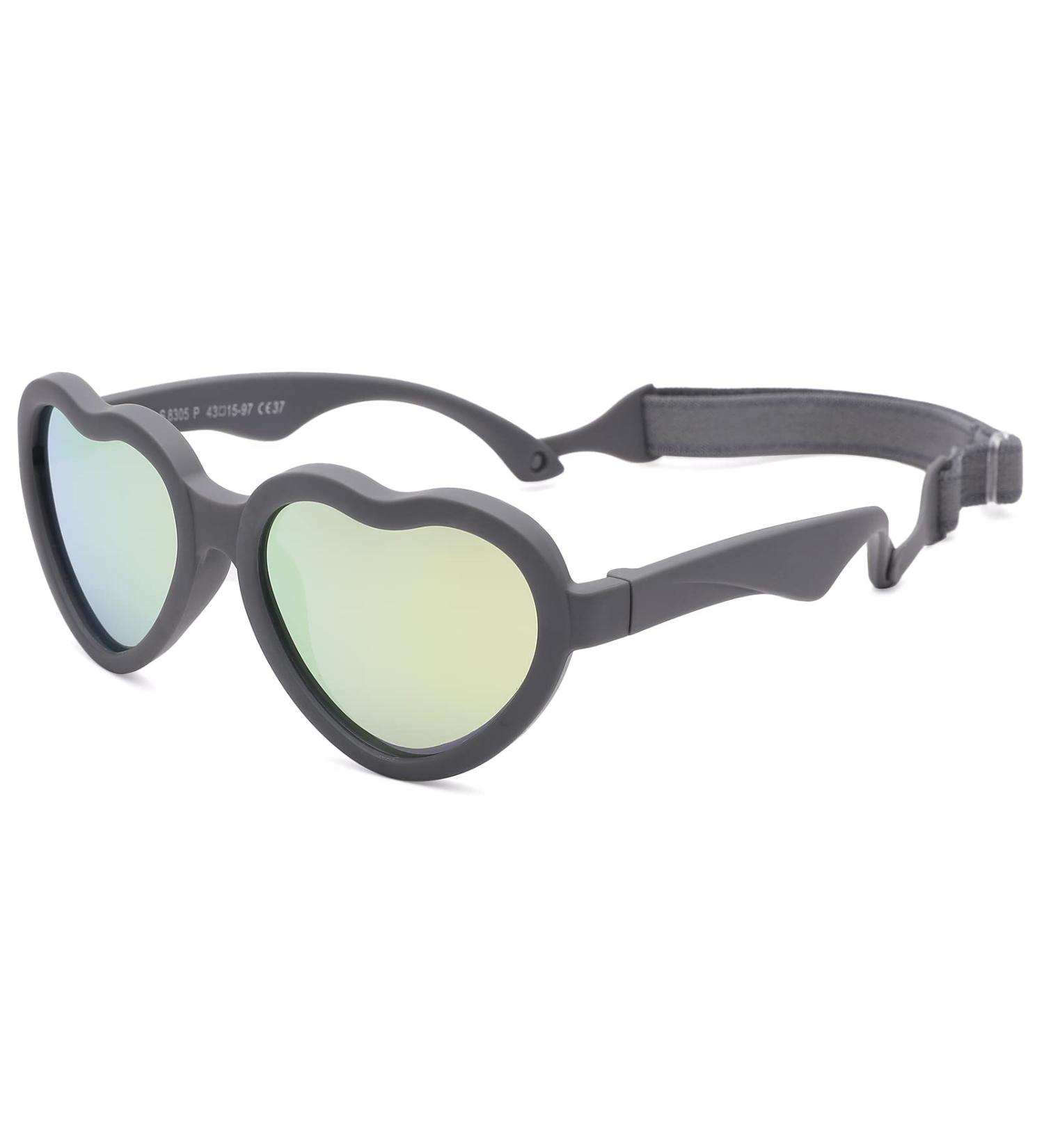 Pro Acme Baby Polarized Sunglasses | Unbreakable Heart Design, Grey Frame, Gold Mirrored Lens | 0-36 Months - Buy Online on GoSupps.com