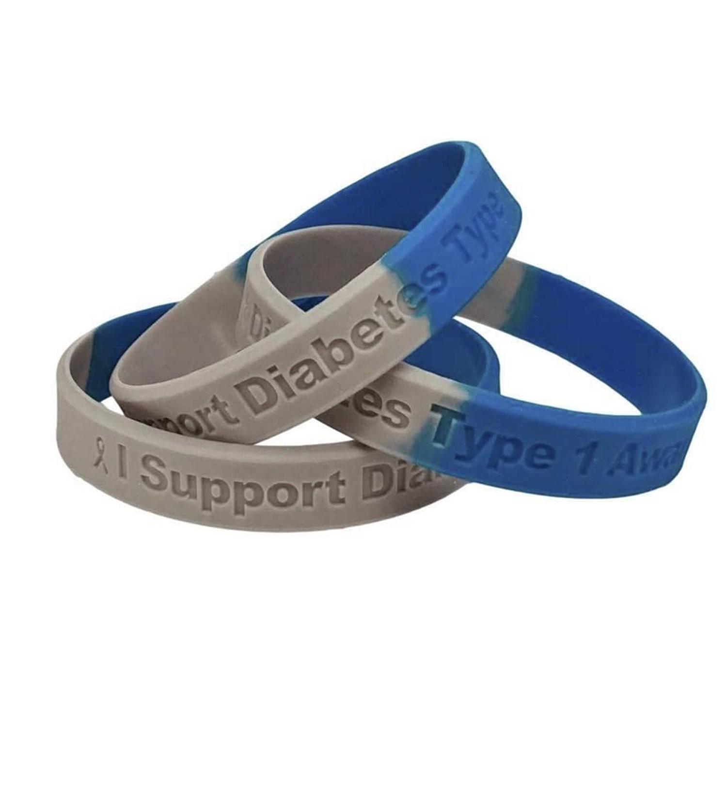 25 Pc I Support Type 1 Diabetes Awareness Bracelets - 100% Medical Grade Silicone - Latex and Toxin Free - 25 Bracelets - Show Your Support For Type 1 Diabetes Awareness