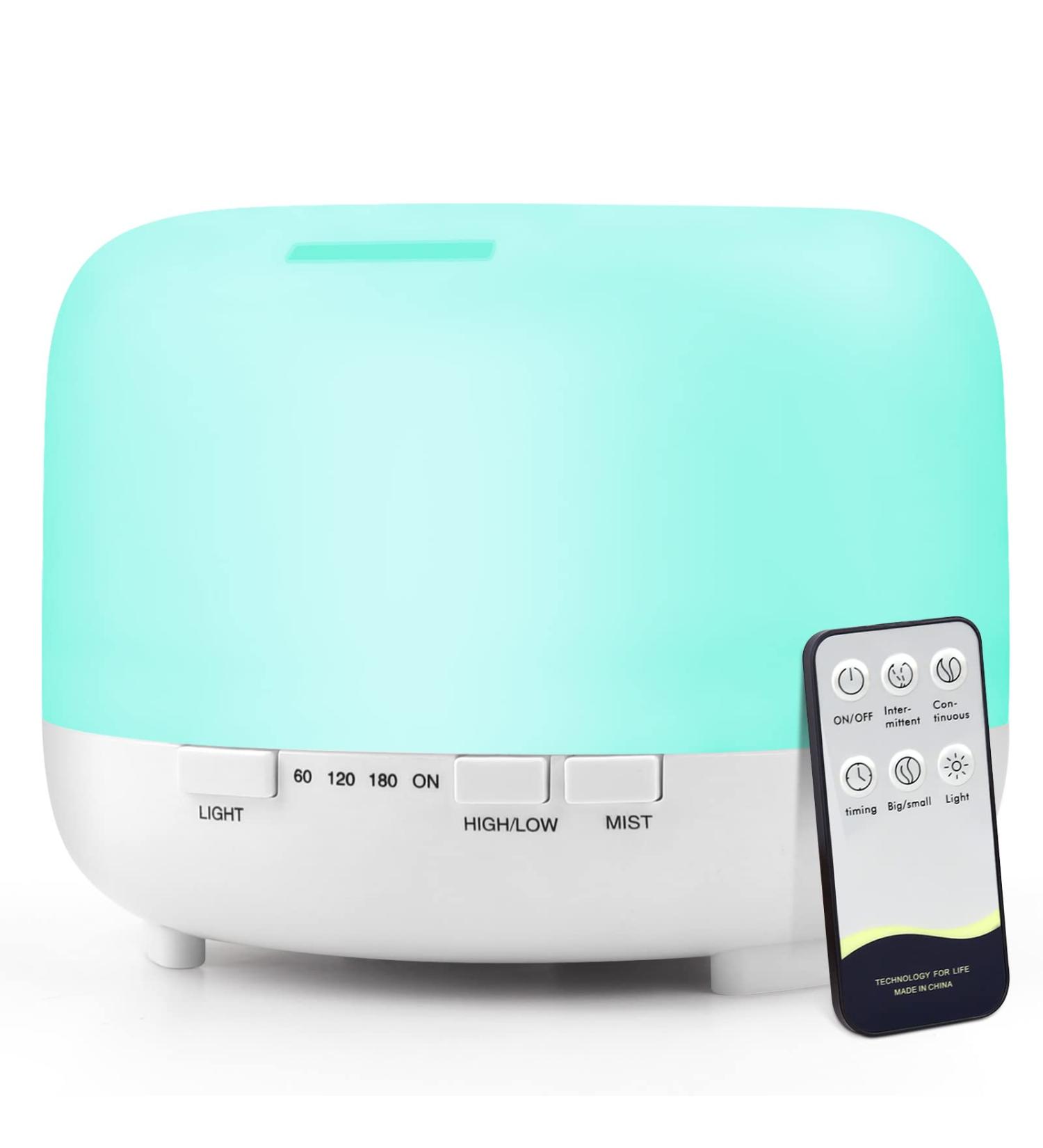 Aromatherapy Essential Oil Diffuser 500ml - Remote Control, Ultrasonic Cool Mist, Timer & Light - for Home, Bedroom, Office - White - Buy Online on GoSupps.com