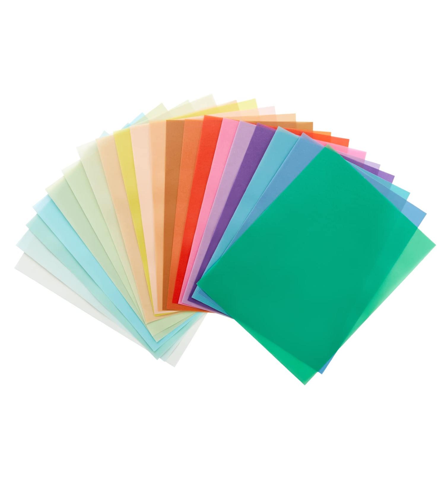 Colored Vellum Paper 20 Colors 100 Sheets 8.5x11 inch - Transparent Tracing Paper for Sketching, Invitations, DIY - Buy Online on GoSupps.com