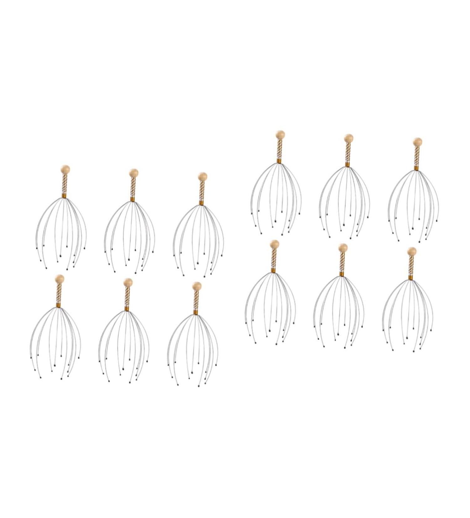 FRCOLOR 12-Piece Multifunctional Massage Device - Handheld Rubber Hair Washer & Scalp Massager Brush - Steel & Wood Design - Buy Online on GoSupps.com
