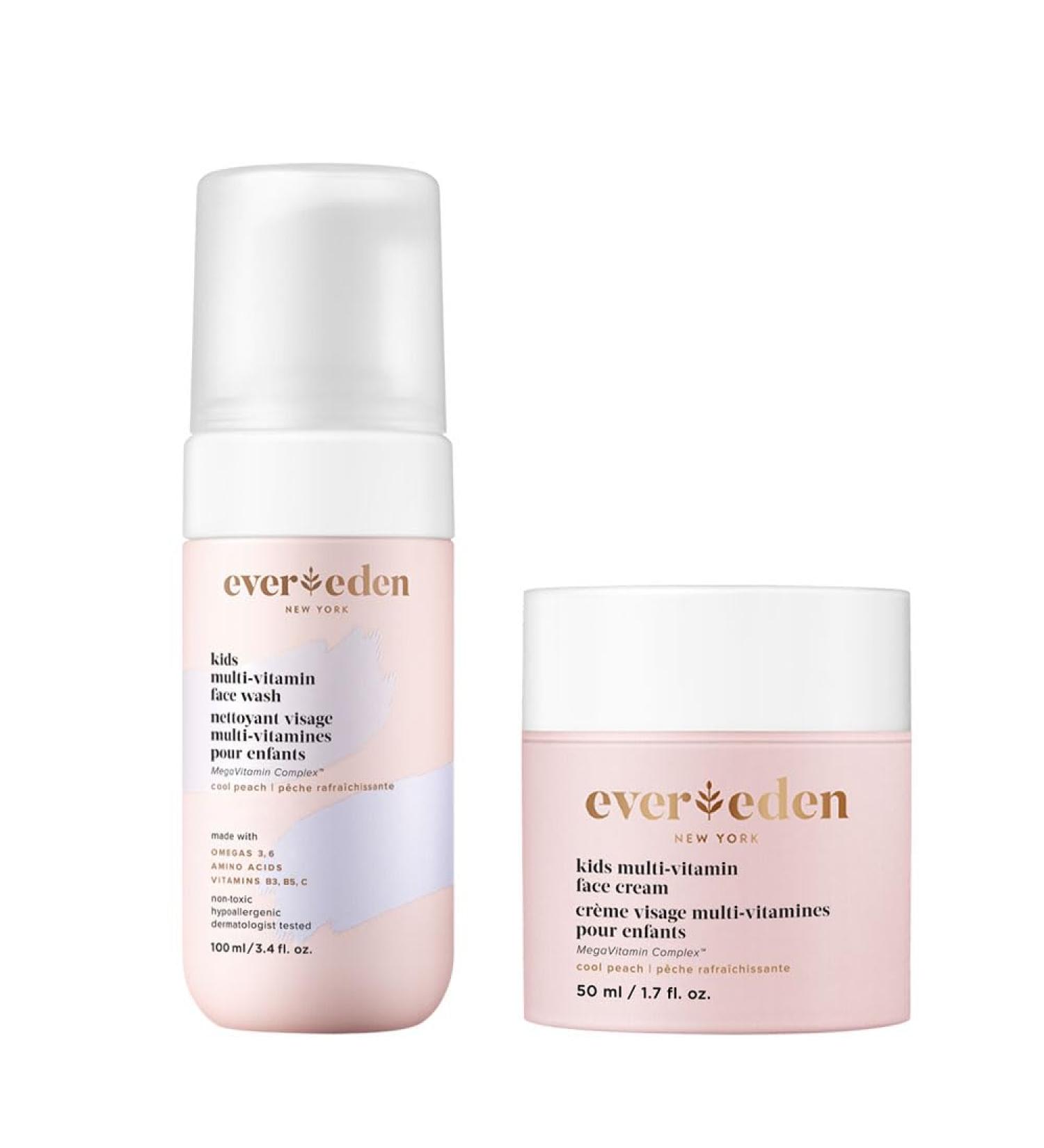 Evereden Kids Happy Face Duo - Vegan Multi-Vitamin Face Wash & Cream Set for Ages 3+ | Nourishing Moisturizing & Protective Skin Care - Buy Online on GoSupps.com