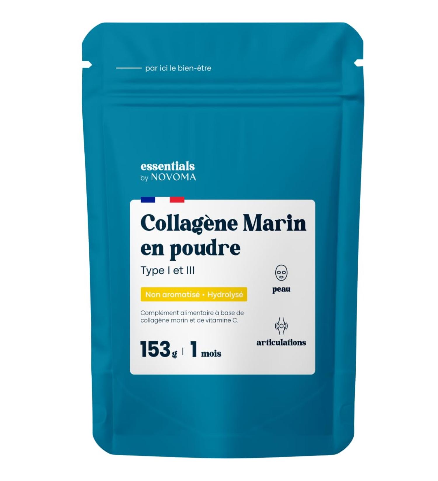 Marine Collagen Powder Type 1 and 3 Unflavoured 5 g per day 30 day cure Hydrolyzed Peptides 2000 DA Hydrolyzed Skin & Flexible Joints Bag 153 g Essentials by Novoma - Buy Online on GoSupps.com