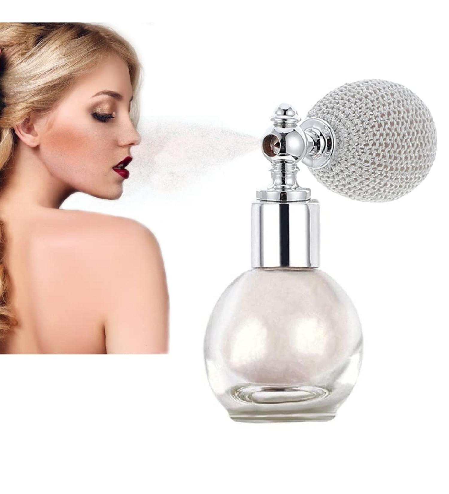 Glitter Highlighter Powder Spray - Platinum White Shimmer for Women's Makeup and Body Contouring - Buy Online on GoSupps.com