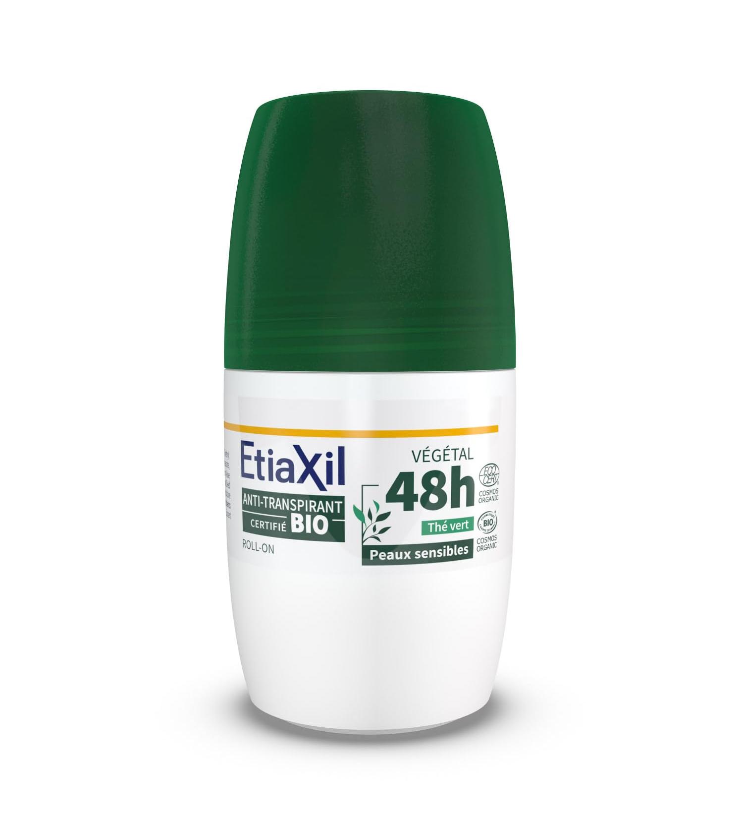 ETIAXIL - Plant-Based Antiperspirant Deodorant - Moderate Perspiration - Certified Organic - Armpits - 48h - Green Tea Scent - Roll On - 50 ml - Buy Online on GoSupps.com
