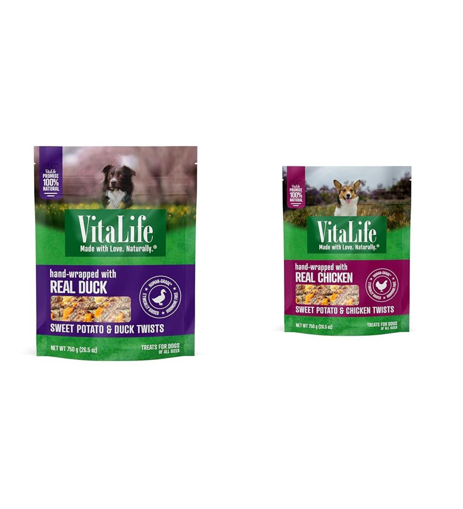 VitaLife 750 g Sweet Potato & Duck Twists All Natural Dog Treats & 750 g Sweet Potato & Chicken Twists All Natural Dog Treats - Buy Online on GoSupps.com