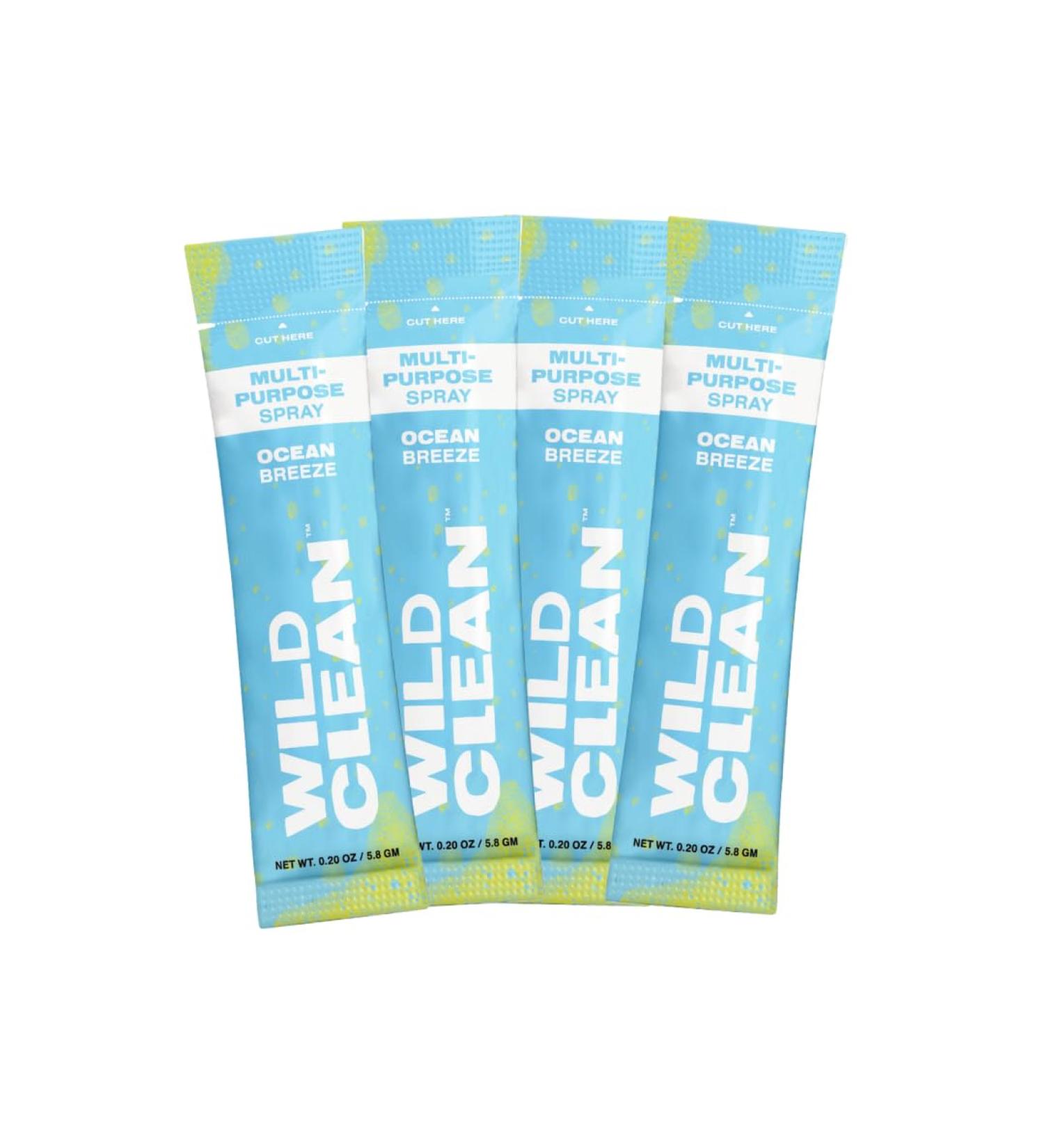 | Multi - Surface All Purpose Refill Powders | Eco Friendly Plastic Negative Cruelty Free Cleaning | Ocean Breeze Scent | 4 Pack Refills | Makes 4 16oz Bottles (64oz Total)