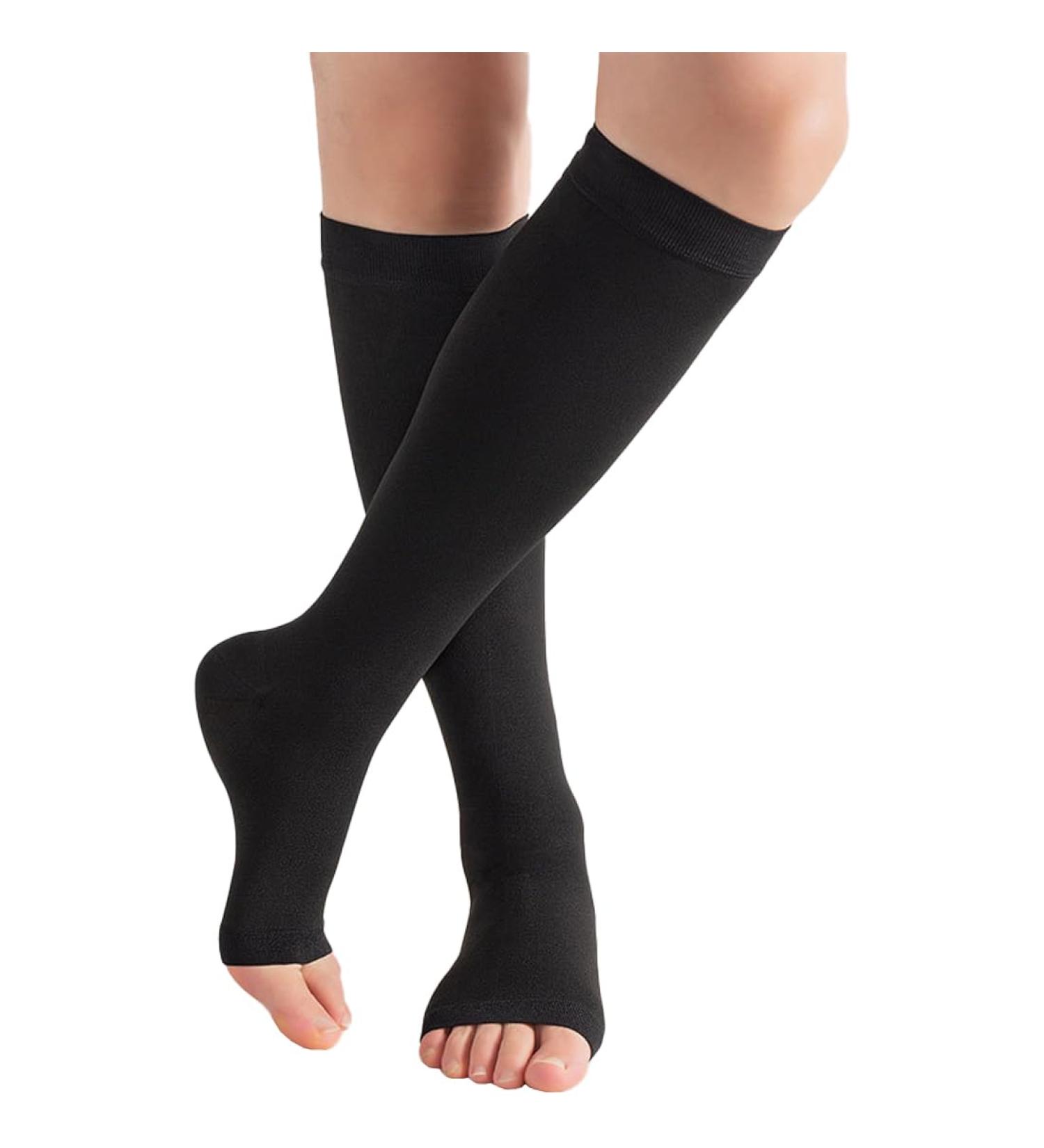 High Calf Compression Socks | Class 2 Graded Support Stockings for Men & Women | Medical Compression for Varicose Veins & Edema | Black XL - Buy Online on GoSupps.com