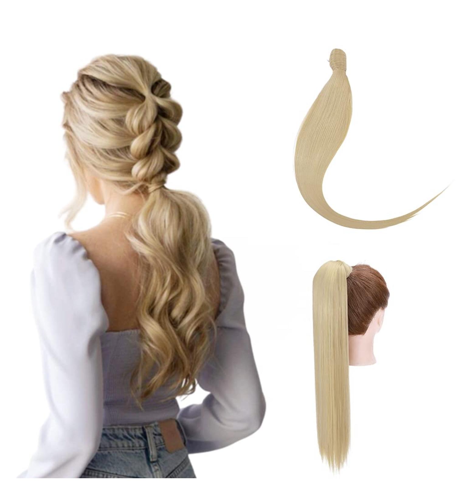 Shop S-Noilite Clip-In Hair Extensions - Ash Blond 58cm Ponytail Wrap Realistic Braid Hair for Effortless Style in Various Colors - Buy Online on GoSupps.com
