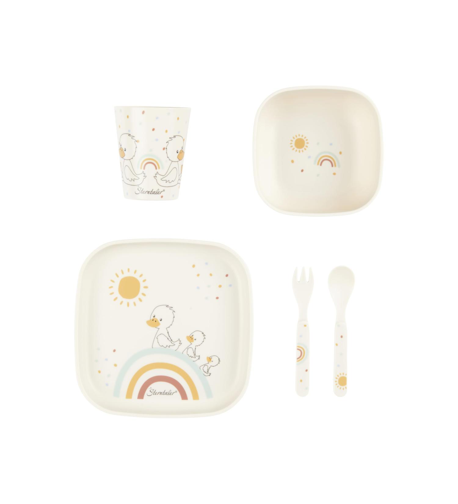 Cockpage Set Entda Lou Ecru | 5-Piece Dining Set for Boys & Girls - Cups Plates Cutlery | International Shipping - Buy Online on GoSupps.com