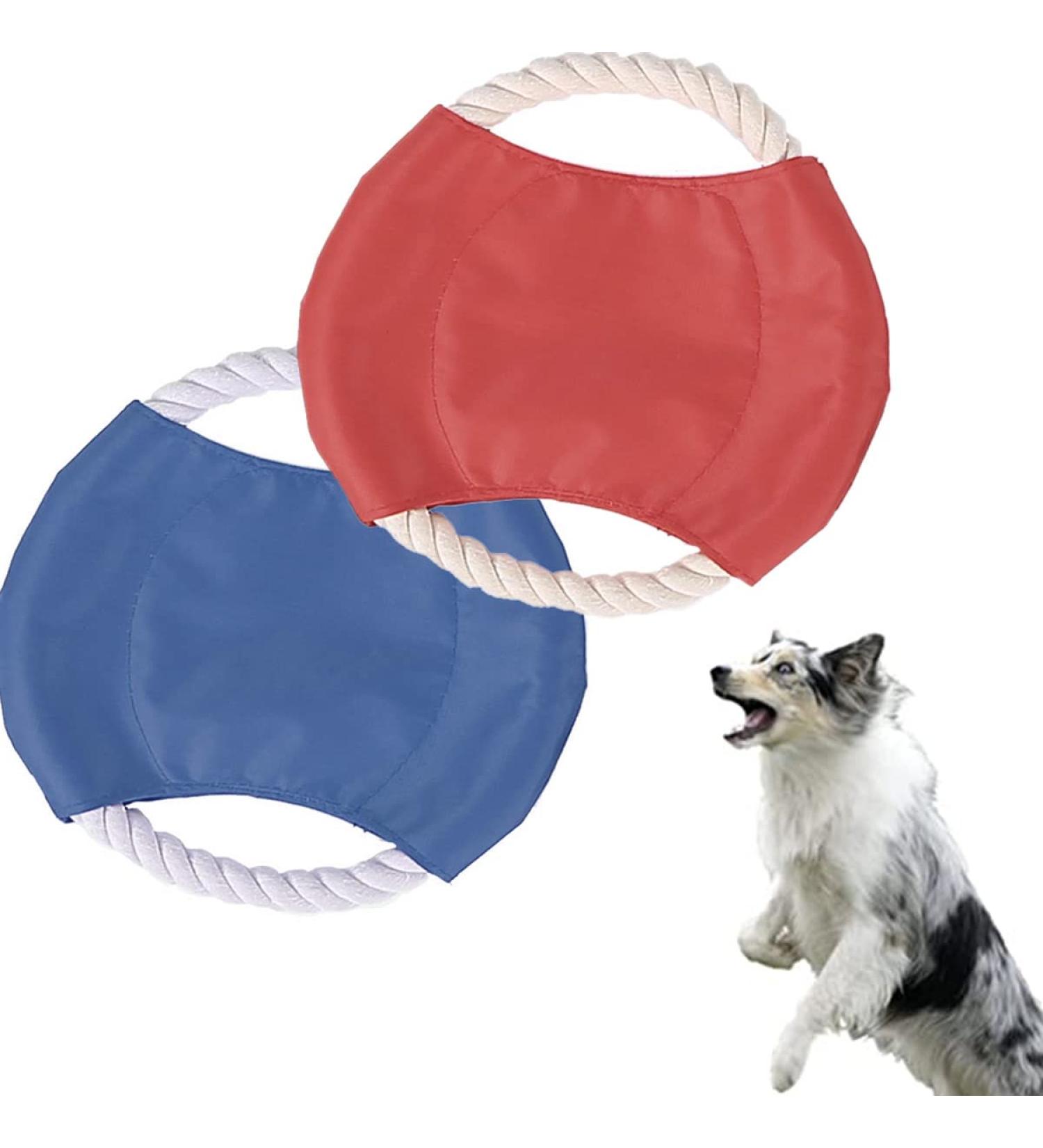 2 Pcs Dog Flying Disc Non Toxic Bite Resistant Dog Frisbee Dog Flying Saucer Natural Cotton Rope Pet Flying Saucer for Dog Outdoor Play and Exercise - Buy Online on GoSupps.com