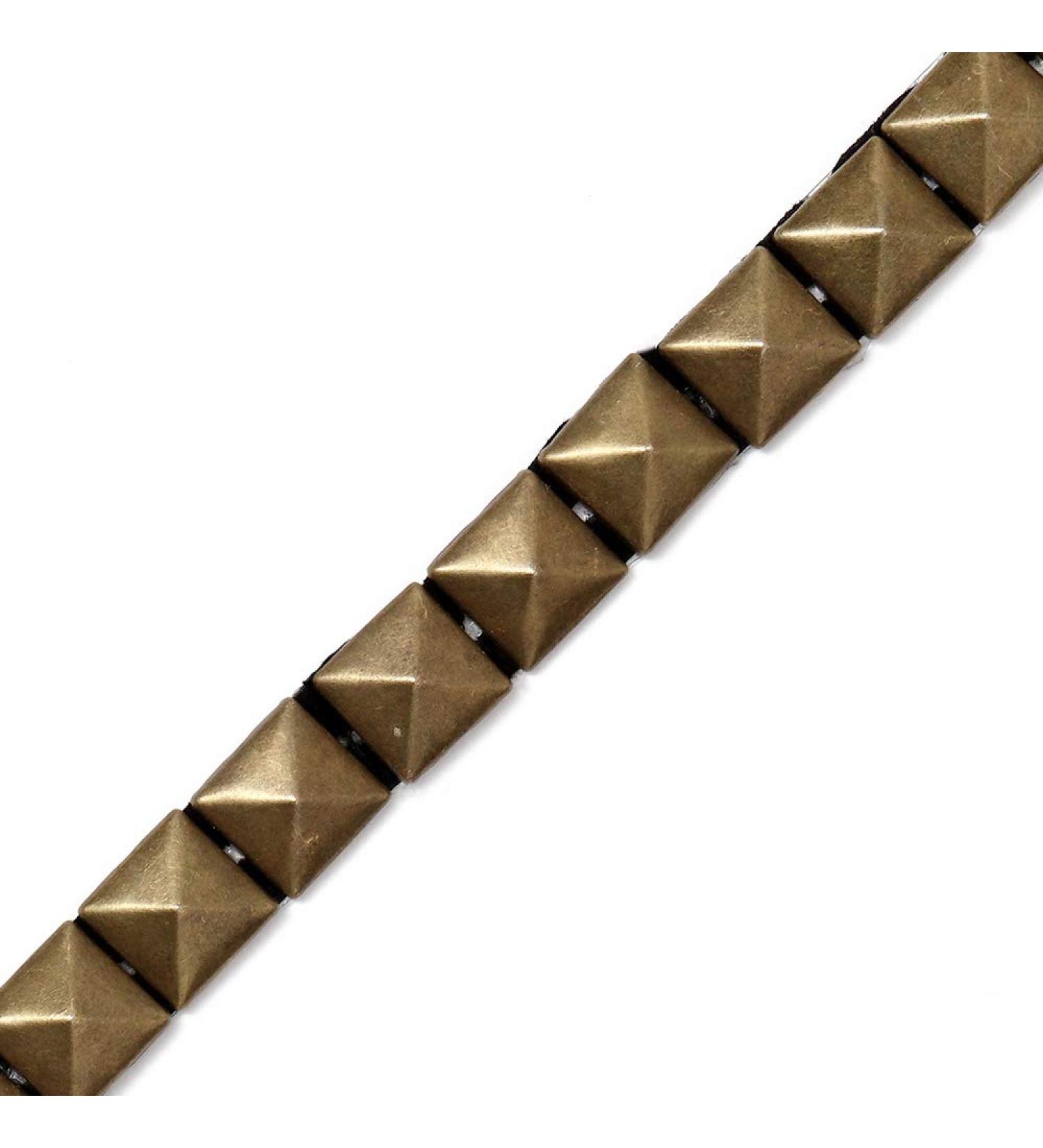 2-Yards 10mm Hot Fix Pyramid Stud Nailhead Trim - Antique Gold Iron-on Trim - Buy Online on GoSupps.com