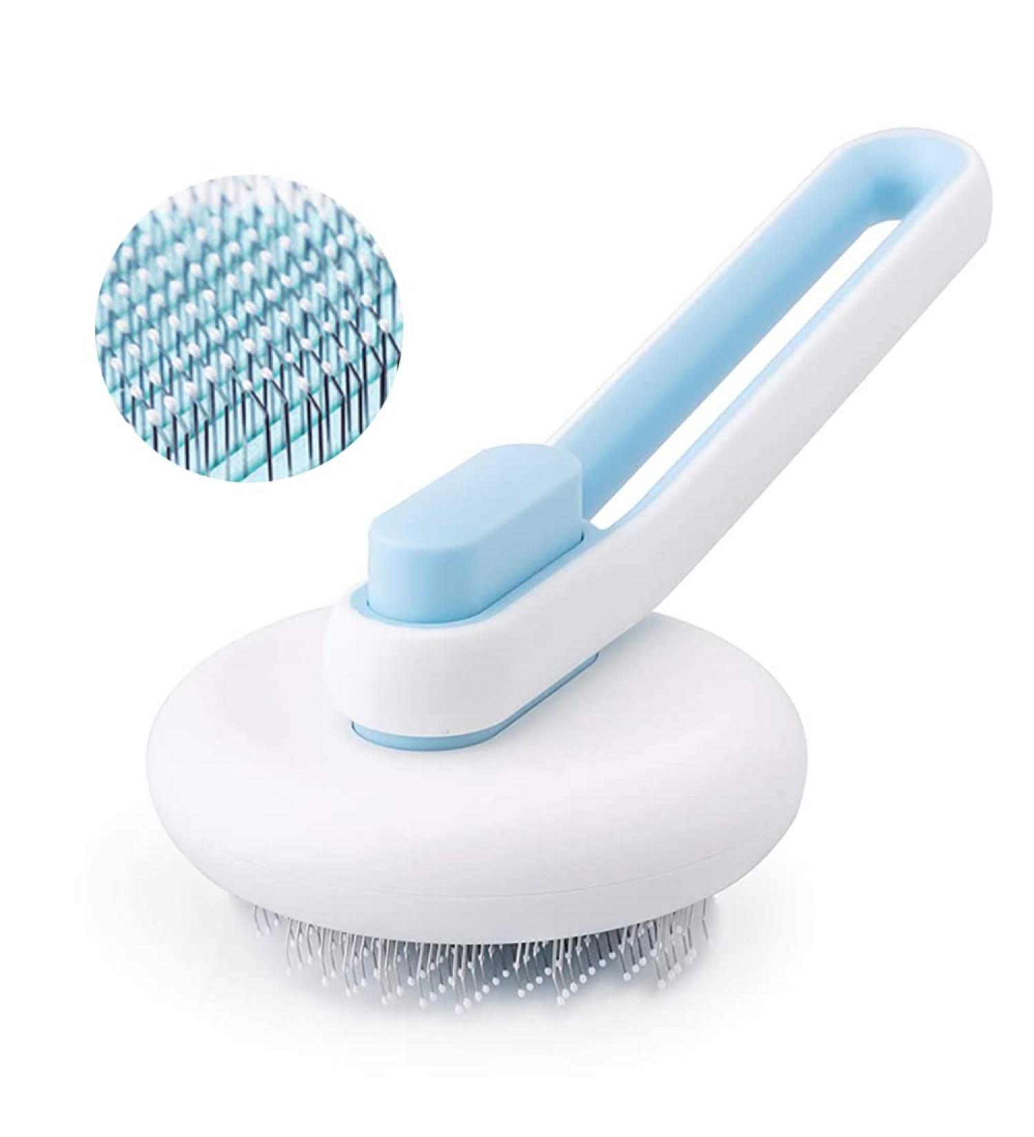 Marchul Self-Cleaning Slicker Brush for Cats and Small Dogs - Grooming, Shedding, and Massage Tool for Short or Long Hair - Removes Loose Undercoat and Tangled Fur - Small Pet Hair Brush - Blue - Buy Online on GoSupps.com