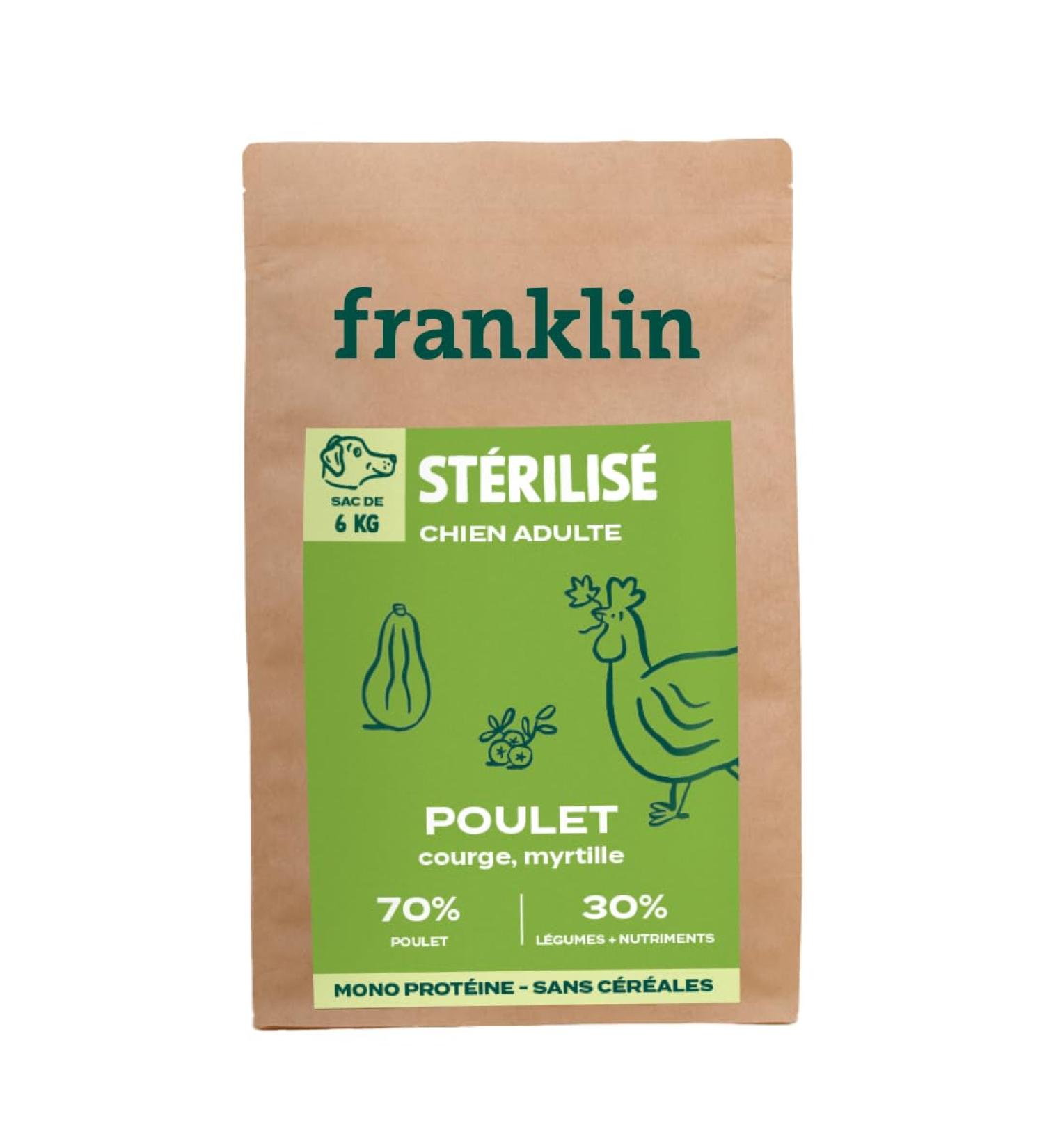 Franklin Sterilized Dog Food Protein Range with 70% Chicken Mono-protein Cereal-free Round Shape 13mm 6 kg - Buy Online on GoSupps.com