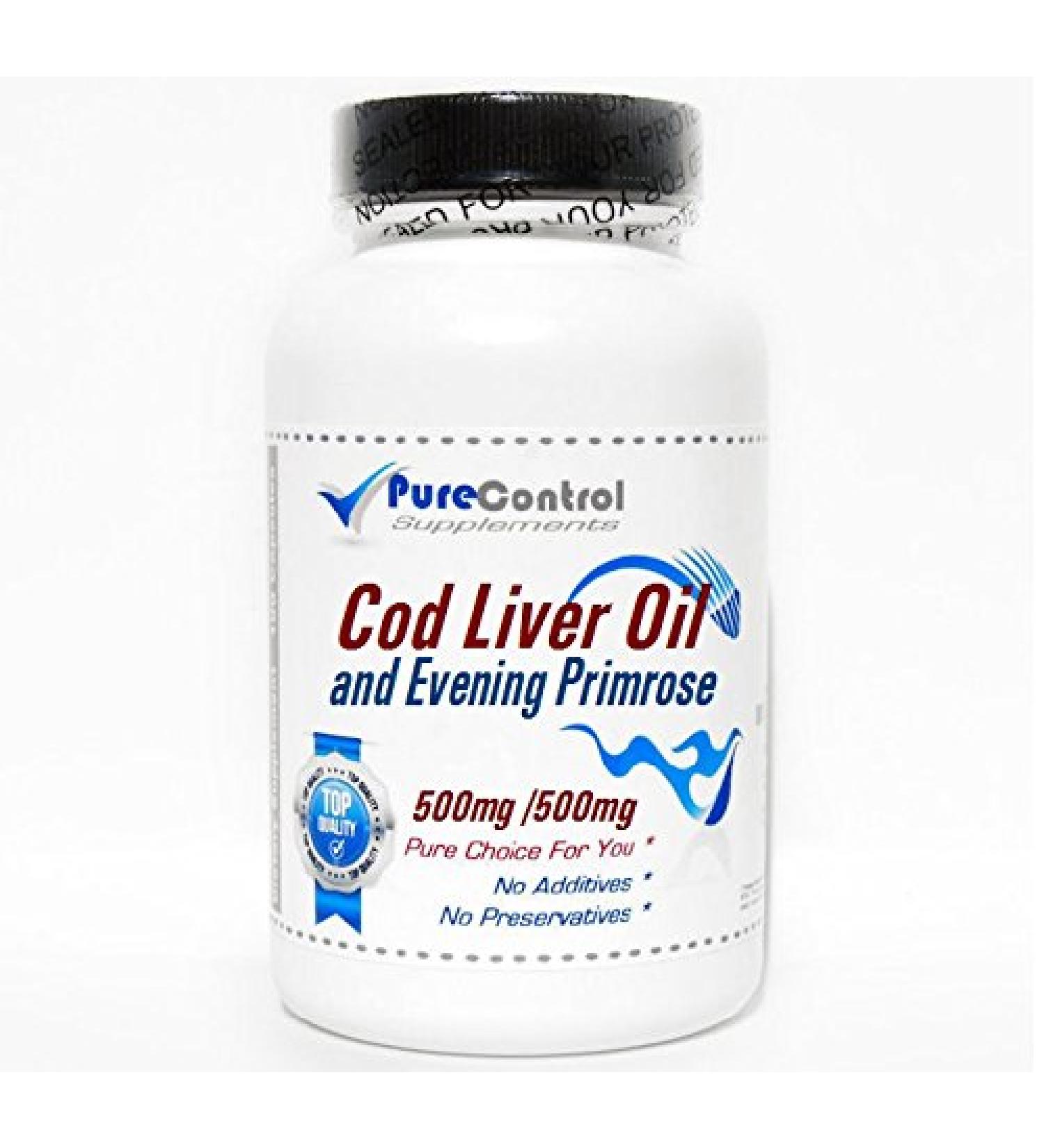 Cod Liver Oil Concentrate 500mg and Evening Primrose 500mg // 100 Capsules // Pure // by PureControl Supplements