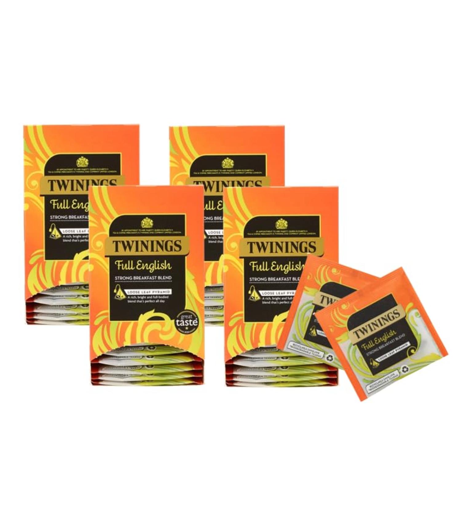 English Breakfast Pyramids Twining Envelopes Individually Wrapped x 60 The Full English - Buy Online on GoSupps.com