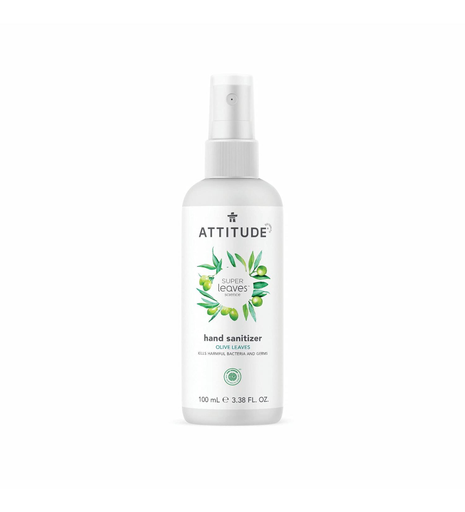 ATTITUDE Hand Sanitizer Spray 3.5 Fl Oz - Vegan & Cruelty-Free Formula with Olive Leaves - Kills Bacteria and Germs - Travel Size Pack of 1 - Buy Online on GoSupps.com
