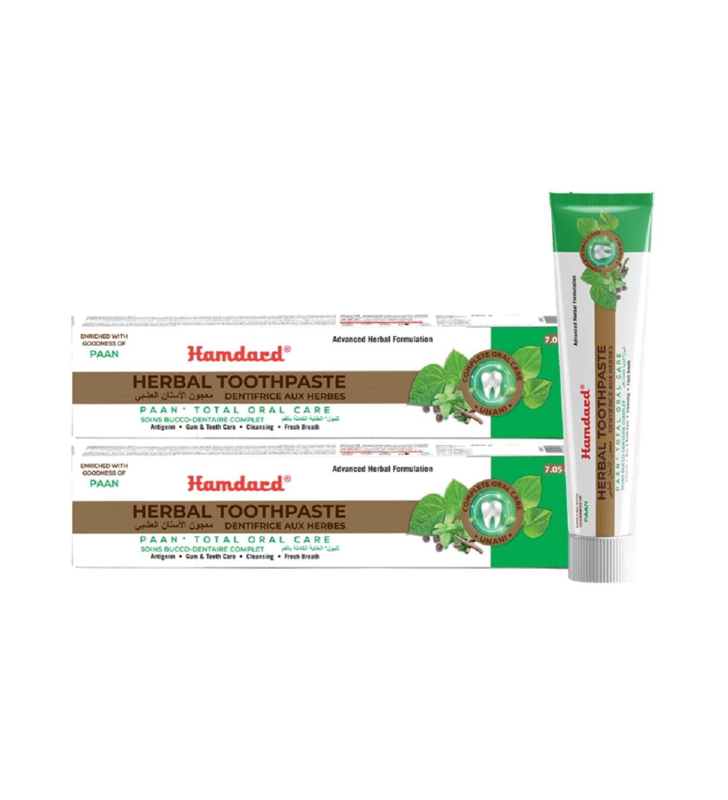 Hamdard Paan Total Oral Care Toothpaste 200g / 7.05 Oz (Pack of 2) | Herbal Ayurvedic Toothpaste with Paan Flavor | Fluoride-Free | Gum Care Fresh Breath & Natural Oral Hygiene - Buy Online on GoSupps.com