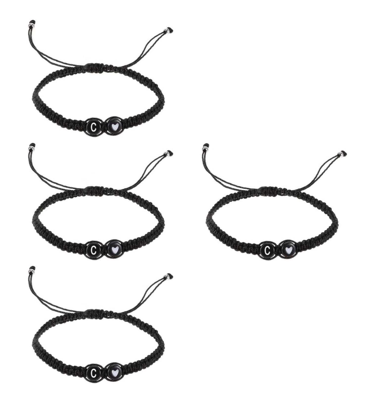 VALICLUD 4pcs Black and Bracelet Letter Bracelet Rope Bracelets Braided Bracelet Women Bracelet Braided Wrist Chain Lovers Simple and Versatile Jewelry Cord Is Jade Thread 6X6X0.5CMx4pcs Black Cx4pcs - Buy Online on GoSupps.com