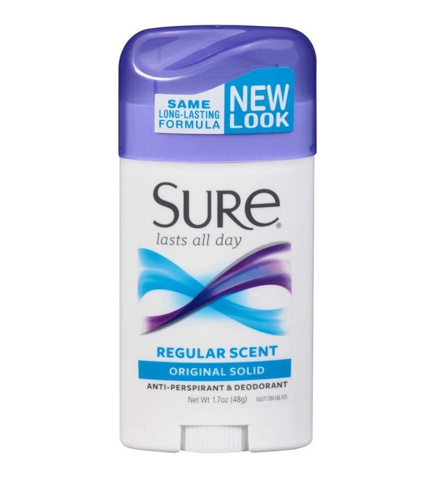 Sure Anti-Perspirant Deodorant Original Solid Regular Scent - 1.7 oz Pack of 4