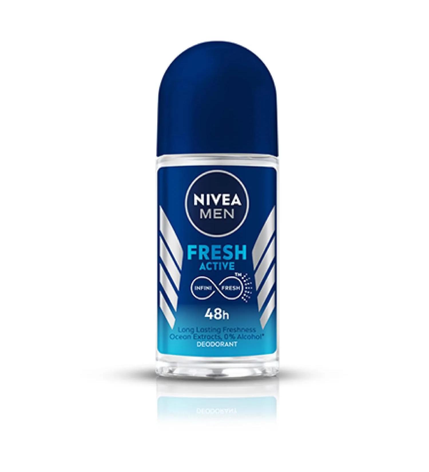 NIVEA FRESH ACTIVE ROLL-ON FREE ALCOHOL ANTIPERSPIRANT DEODORANT 48 HOURS PROTECTION 1.7 OZ (Pack of 6) 3 1.69 Fl Oz (Pack of 6) Fresh - Buy Online on GoSupps.com