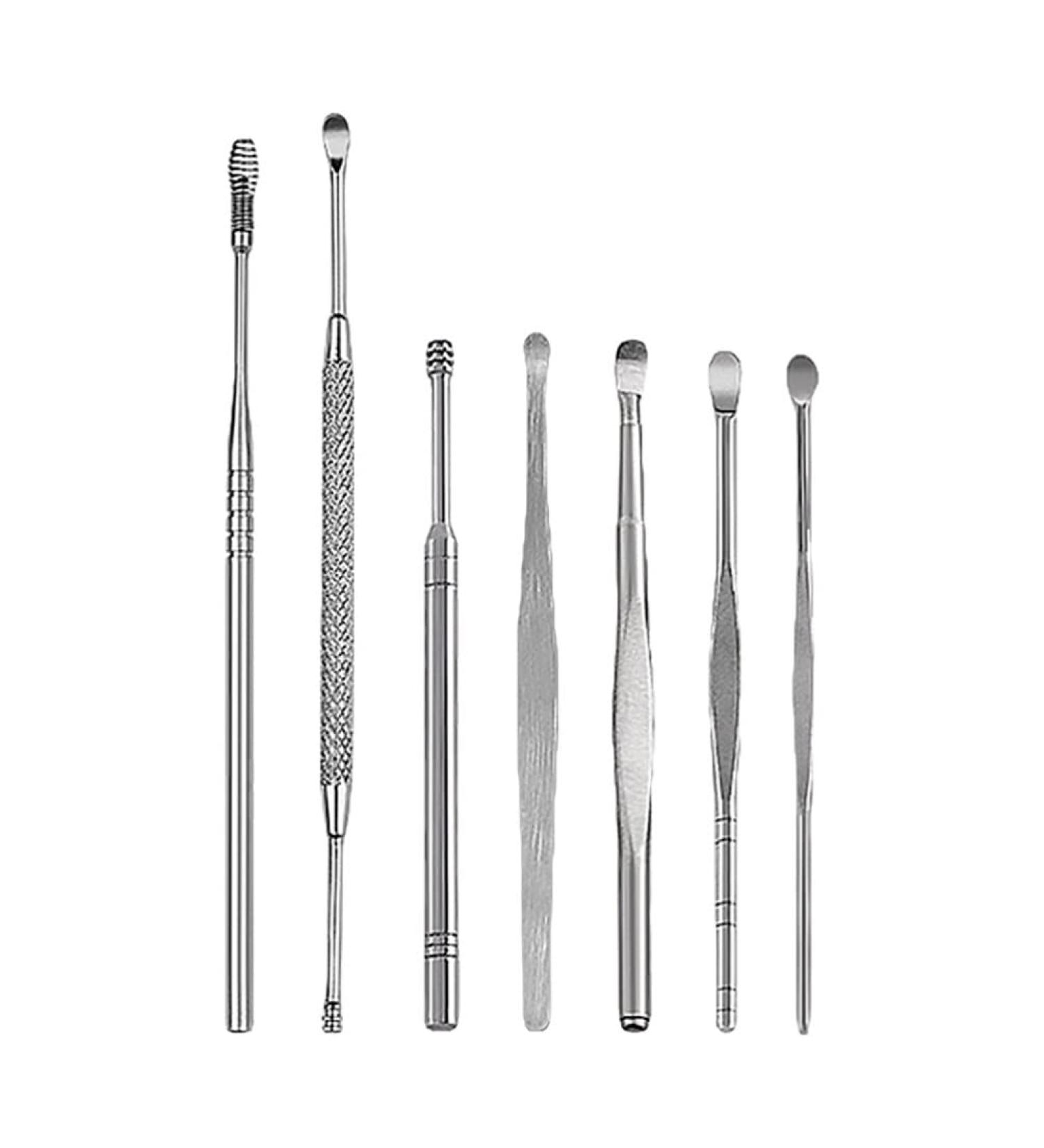 7pcs Stainless Steel Ear Cleaning Tool Set - Ear Pick & Cleaner Set for Nursing - Silver - Buy Online on GoSupps.com