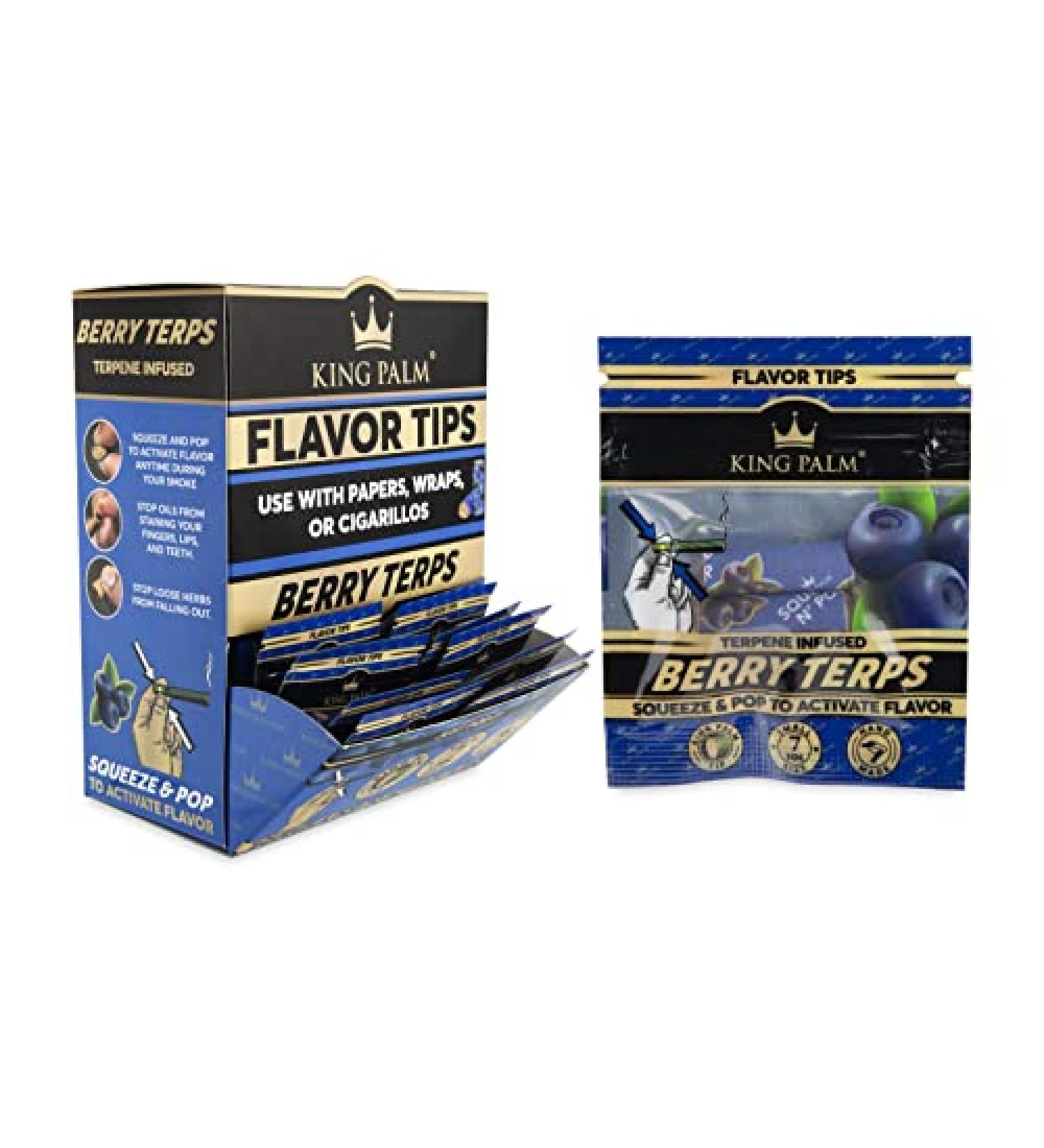 King Palm Berry Terps Filter Tips - 50ct Display | Flavored Pre Rolled Corn Husk Filter Tips - Buy Online on GoSupps.com
