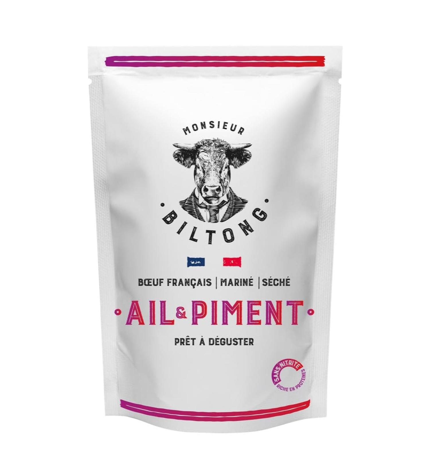 Biltong Garlic and Chili (sweet) tenderly dried FRENCH beef (150 Grams) - Buy Online on GoSupps.com