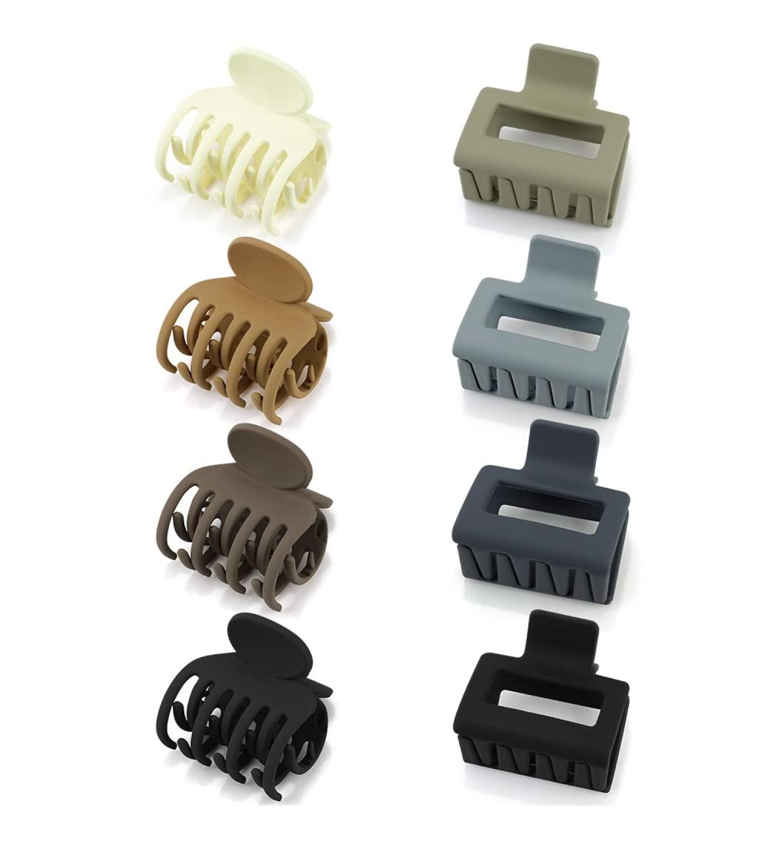 ATODEN Small Hair Clips Set - 8Pcs Mini Claw Clips for Thin Hair, Cute 2'' Square & 1.5'' Rectangle Jaw Clips for Thick & Fine Hair, Non-slip Matte Finish - Buy Online on GoSupps.com