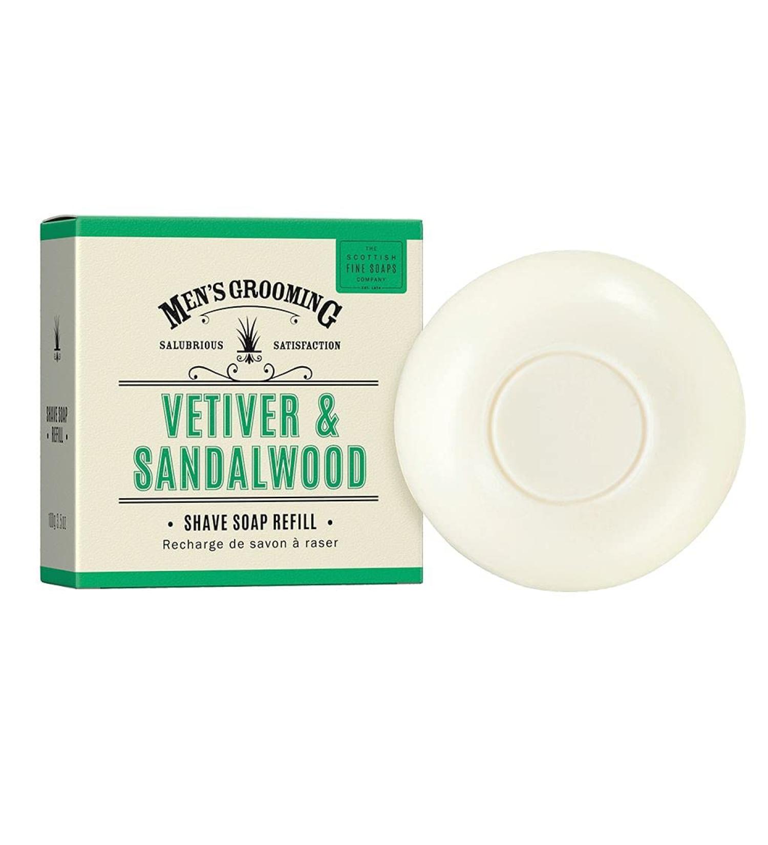 Scottish Fine Soaps Men's Grooming Vetiver & Sandalwood Shave Soap Refill 100g - Luxurious Shaving Soap for Men - Buy Online on GoSupps.com