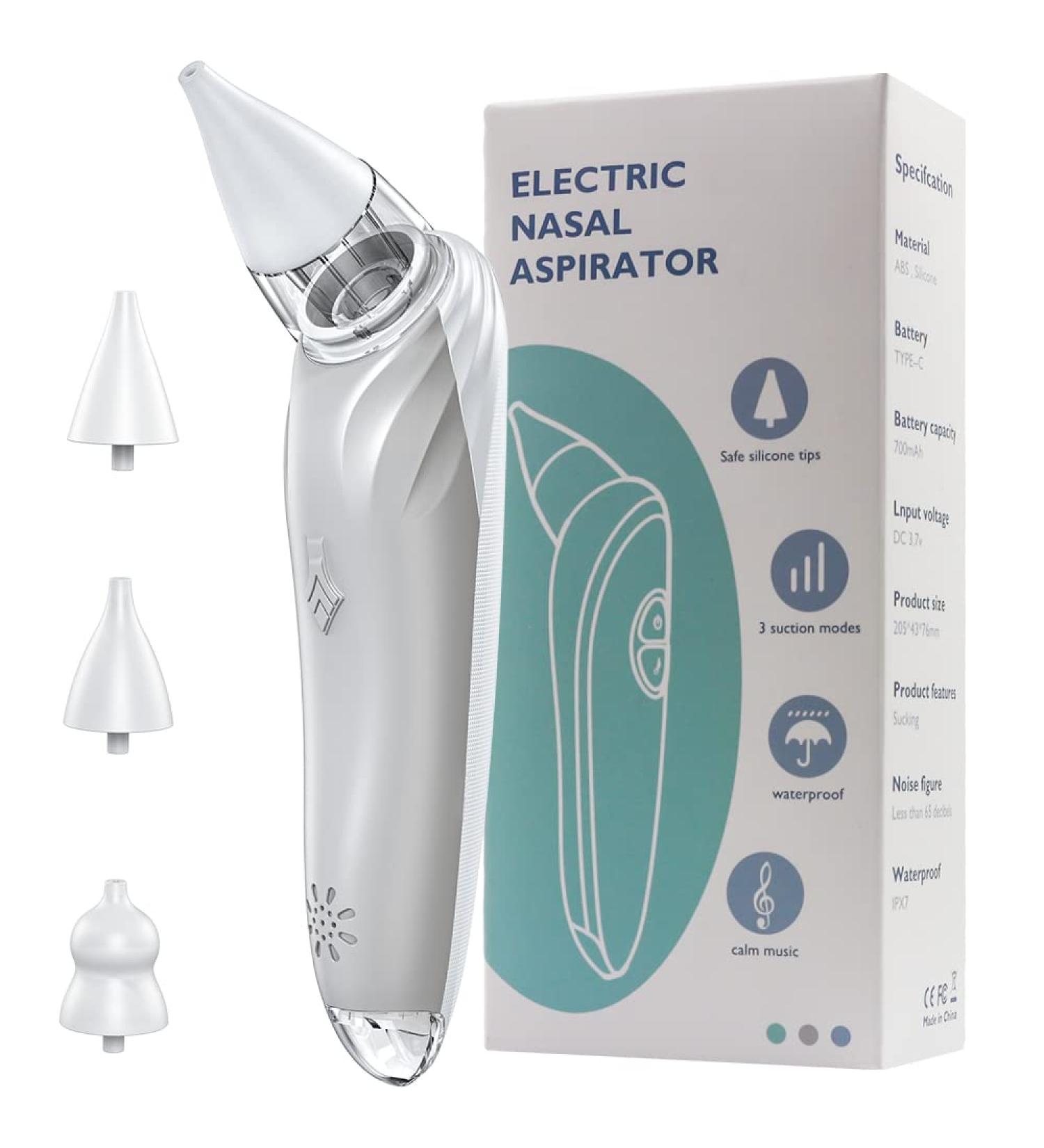 Rechargeable Baby Nasal Aspirator with Music Function - Adjustable Volume Electric Nose Cleaner for Toddler - Light Soothing Nose Booger Sucker - Buy Online on GoSupps.com