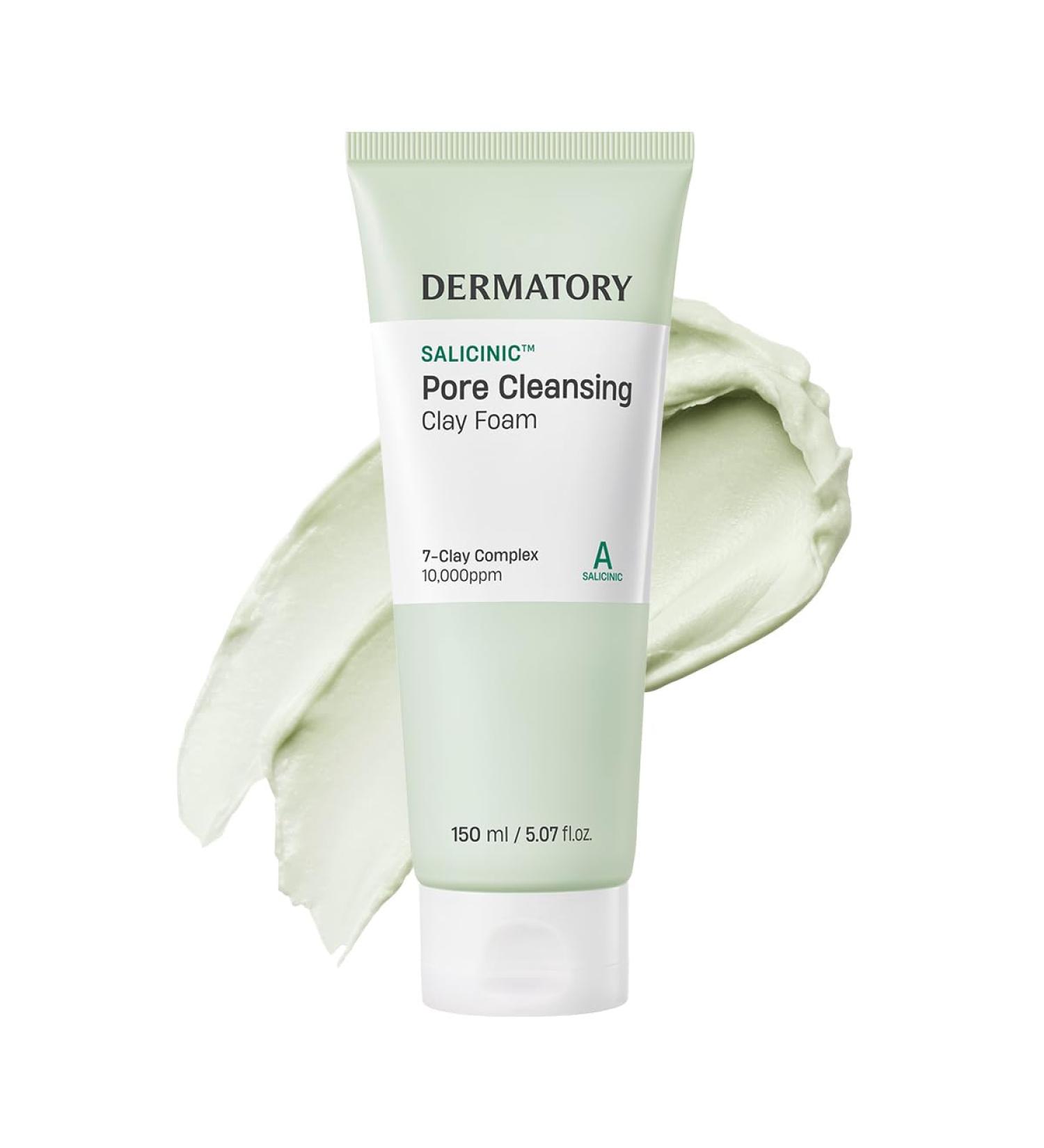 DERMATORY Salicylic Pore Cleansing Clay Foam | Deep Purifying for Facial Oil Sebum Dead Skin Cells Whiteheads & Blackheads | Gentle Exfoliating Korean Face Wash for Sensitive | 5.07 fl. oz. - Buy Online on GoSupps.com