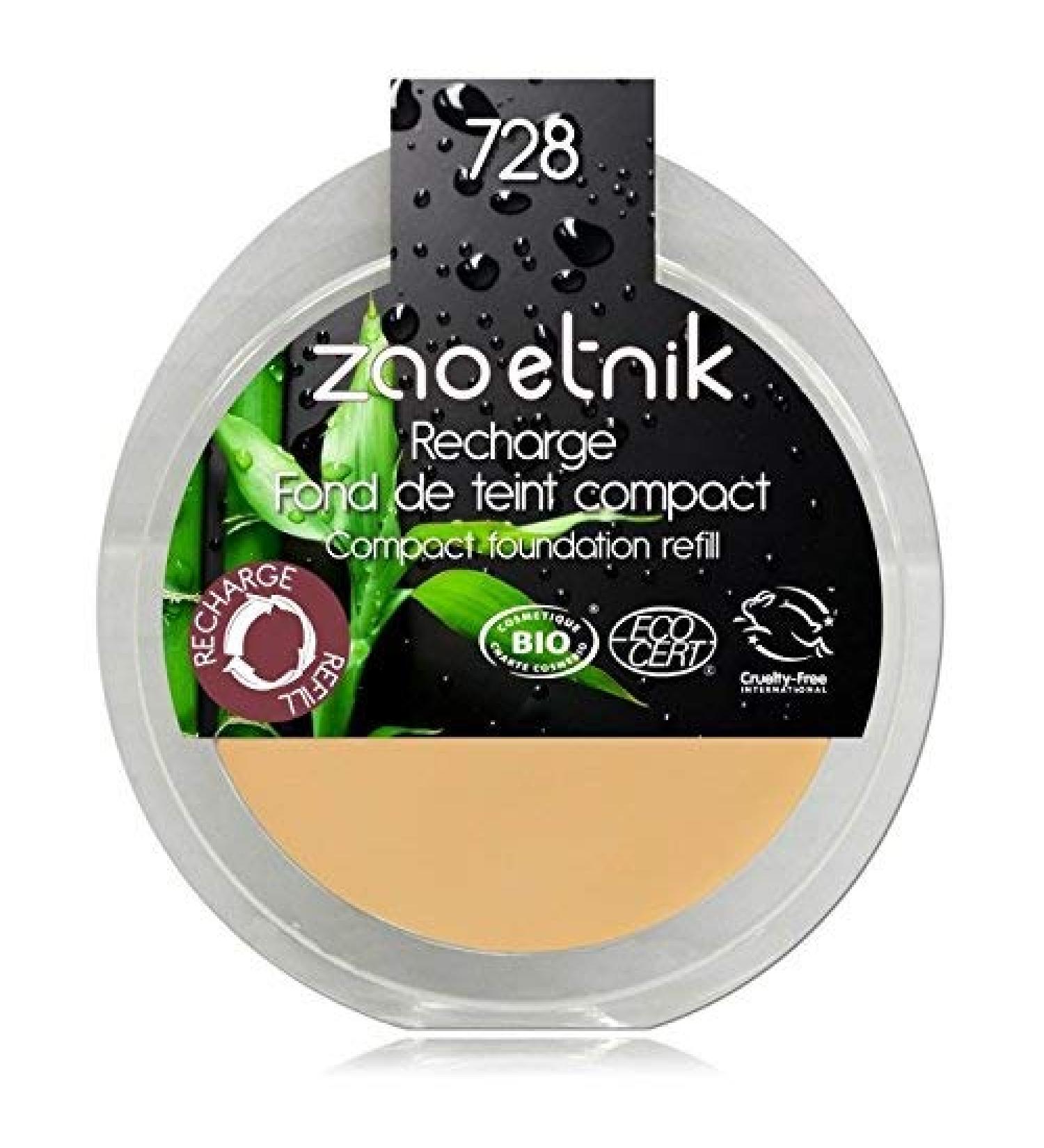 Zao Refill Compact Foundation 728 Light Ocher Light/Beige/Yellow Compact Makeup Refill (Primer) (Organic, Vegan, Natural Cosmetics) 111728