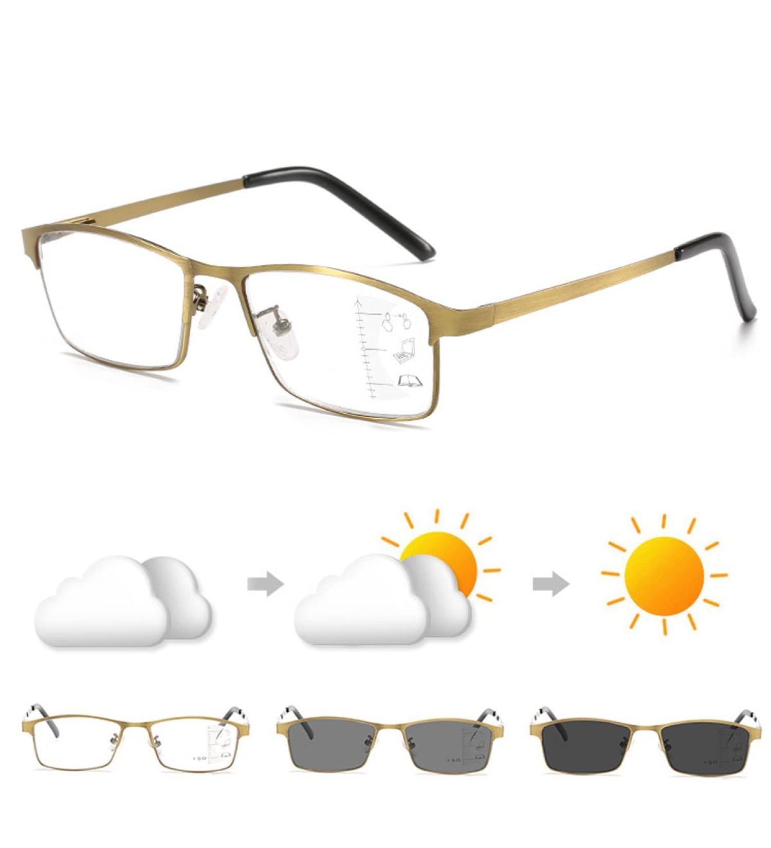Buy Zukky Progressive Multifocus Reading Glasses for Men & Women - Anti-Blue Light Semi-Metal Frame 2.5x Gold Readers - Buy Online on GoSupps.com