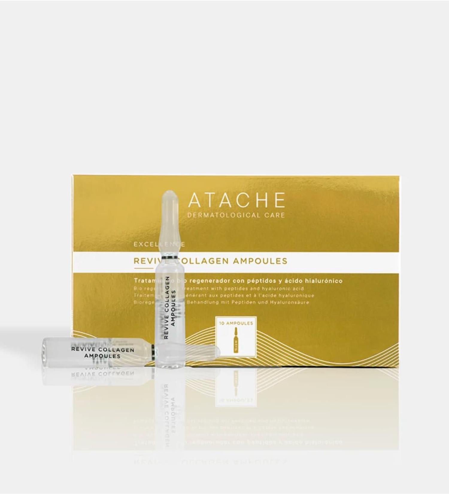 Atache Excellence Revive Collagen Ampoules Bio Regenerative Treatment With Peptides and Hyaluronic Acid 10 Ampoules
