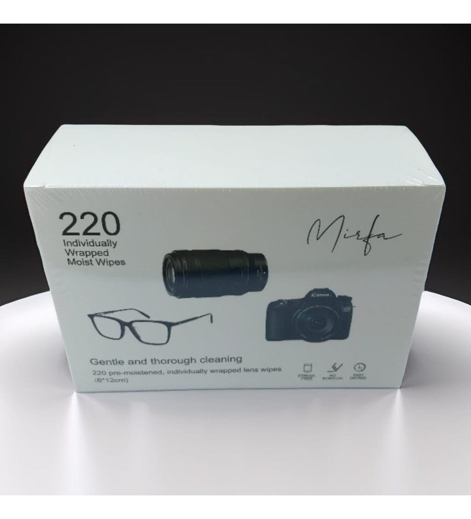 220 Pre-Moistened Lens Wipes for Glasses - Individually Wrapped Microfiber Cleaning Cloths for Eyeglasses Camera Lenses Tablets & Phone Screens - Buy Online on GoSupps.com