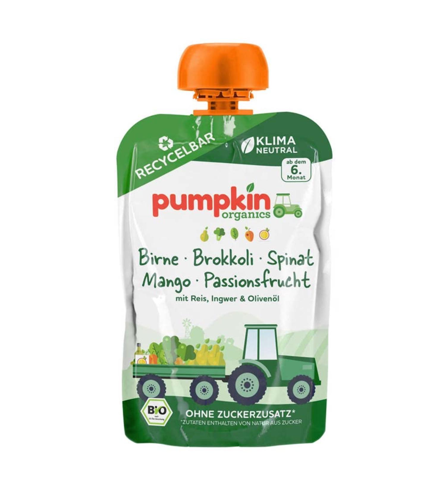 Pumpkin Organics Quetschie - with pear broccoli spinach mango 100g (12 pack)