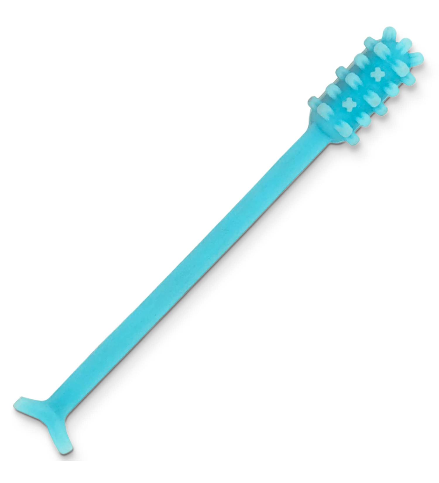 Denture Dart V2 Hard Plastic Denture Gel Adhesive Remover - Oral Hygiene Tool for Denture Glue Removal. Blue Scraper with Textured Grip and Rigid Bristles - Easy and Effective! - Buy Online on GoSupps.com