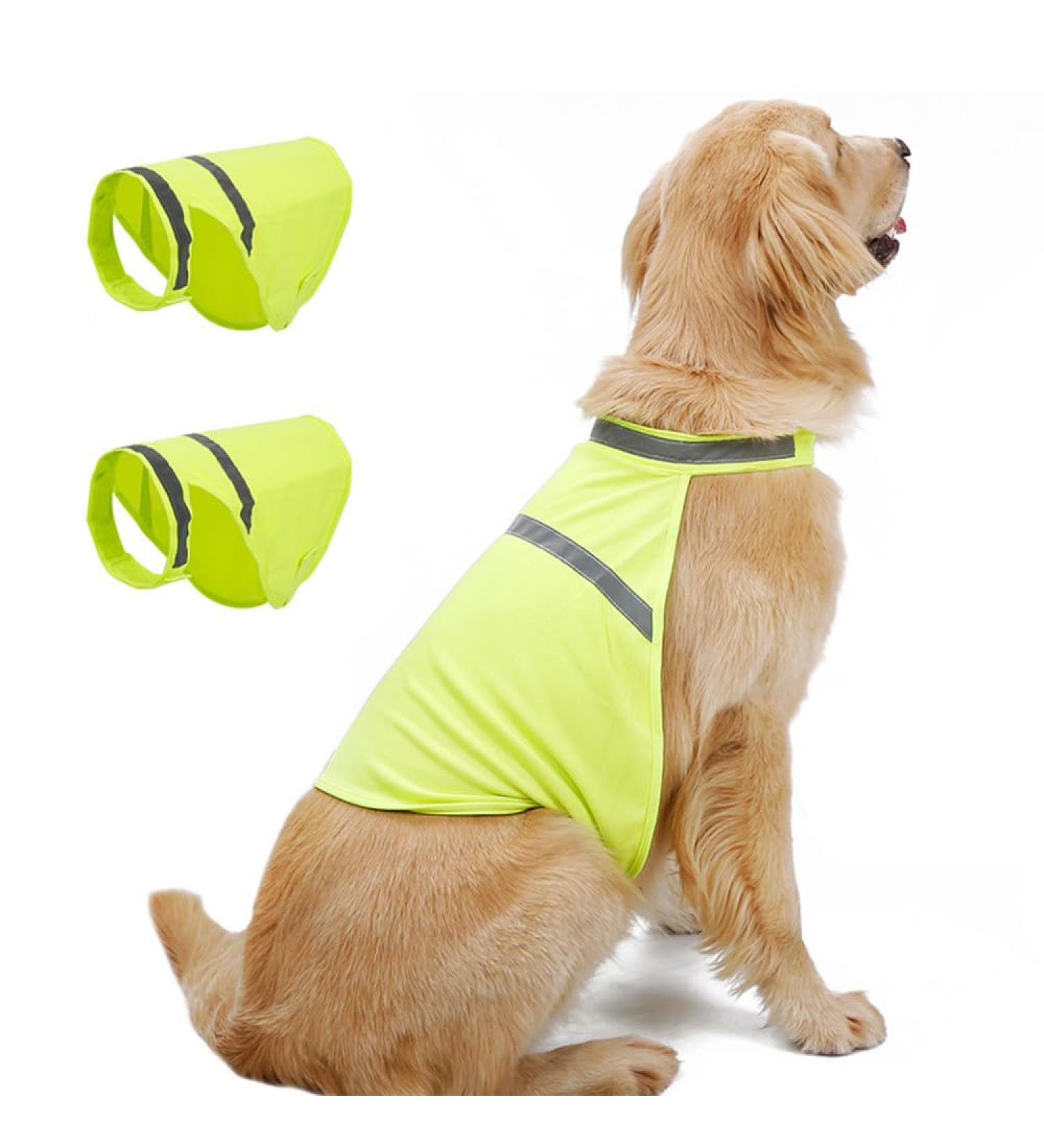 Buy Adjustable Reflective Warning Vest for Dogs - Fluorescent Yellow Safety Gear for Night Walks - Buy Online on GoSupps.com
