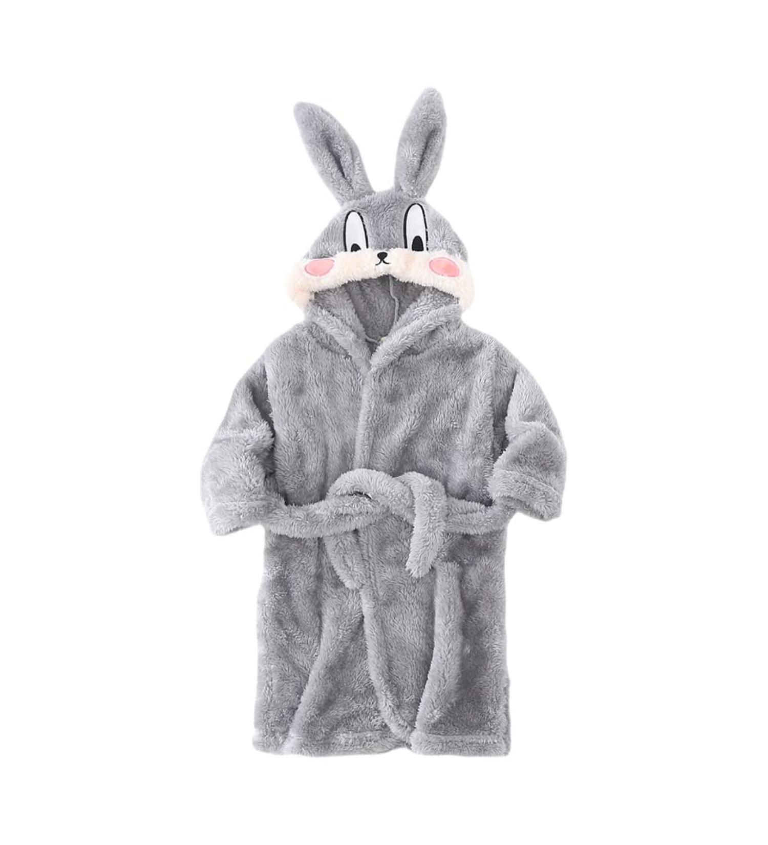 Miyanuby Baby Boys Girls Bathrobe | Soft Flannel Animal Hoodie | Morning Mantle & Nightwear | Perfect Gift for Kids 5-6 Years #3 Rabbits - Buy Online on GoSupps.com