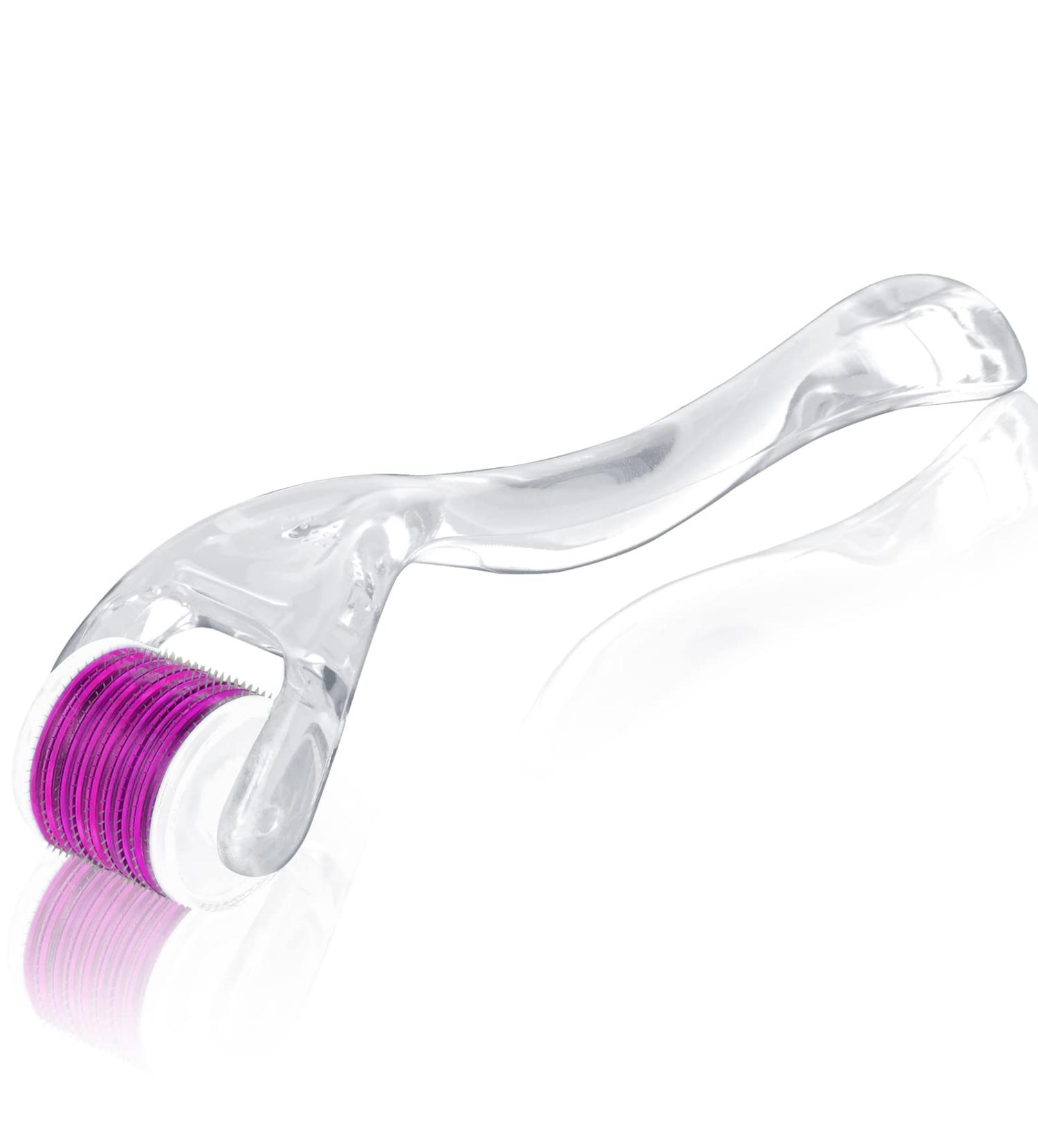 LOPHE Derma Roller 0.5mm Microneedle Derma Roller for Men and Women Professional Microneedling Derma Needling Micro Needle Roller Facial Wrinkles Hair Loss Stretch Marks Hair Regrowth Pink head + transparent handle - Buy Online on GoSupps.com