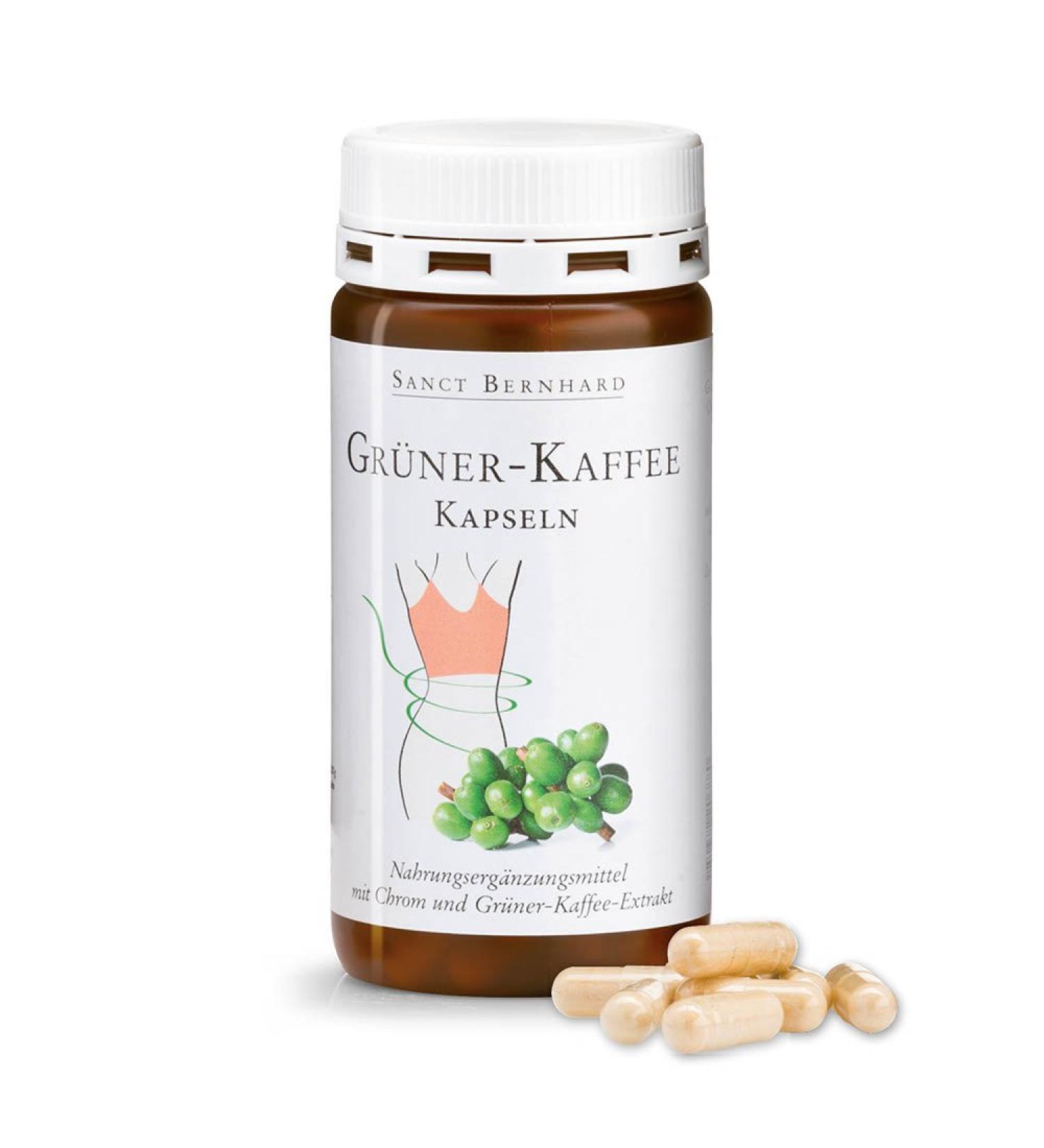 Sanct Bernhard Green Coffee Capsules with 200 mg chlorogenic acid to support a figure-conscious diet